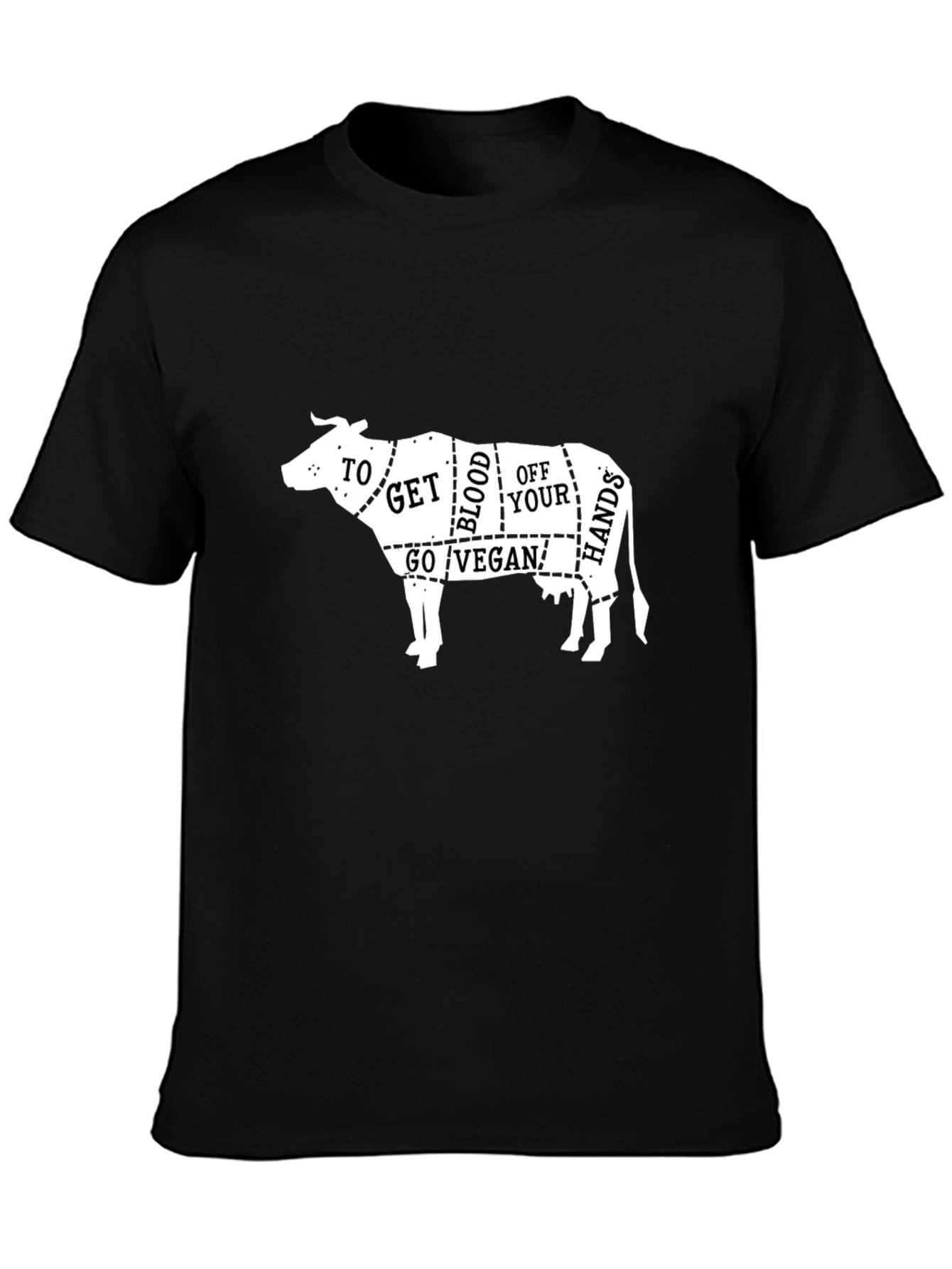 Black Vegan Butcher T-Shirt: "To Get Blood Off Your Hands, Go Vegan!" view 3