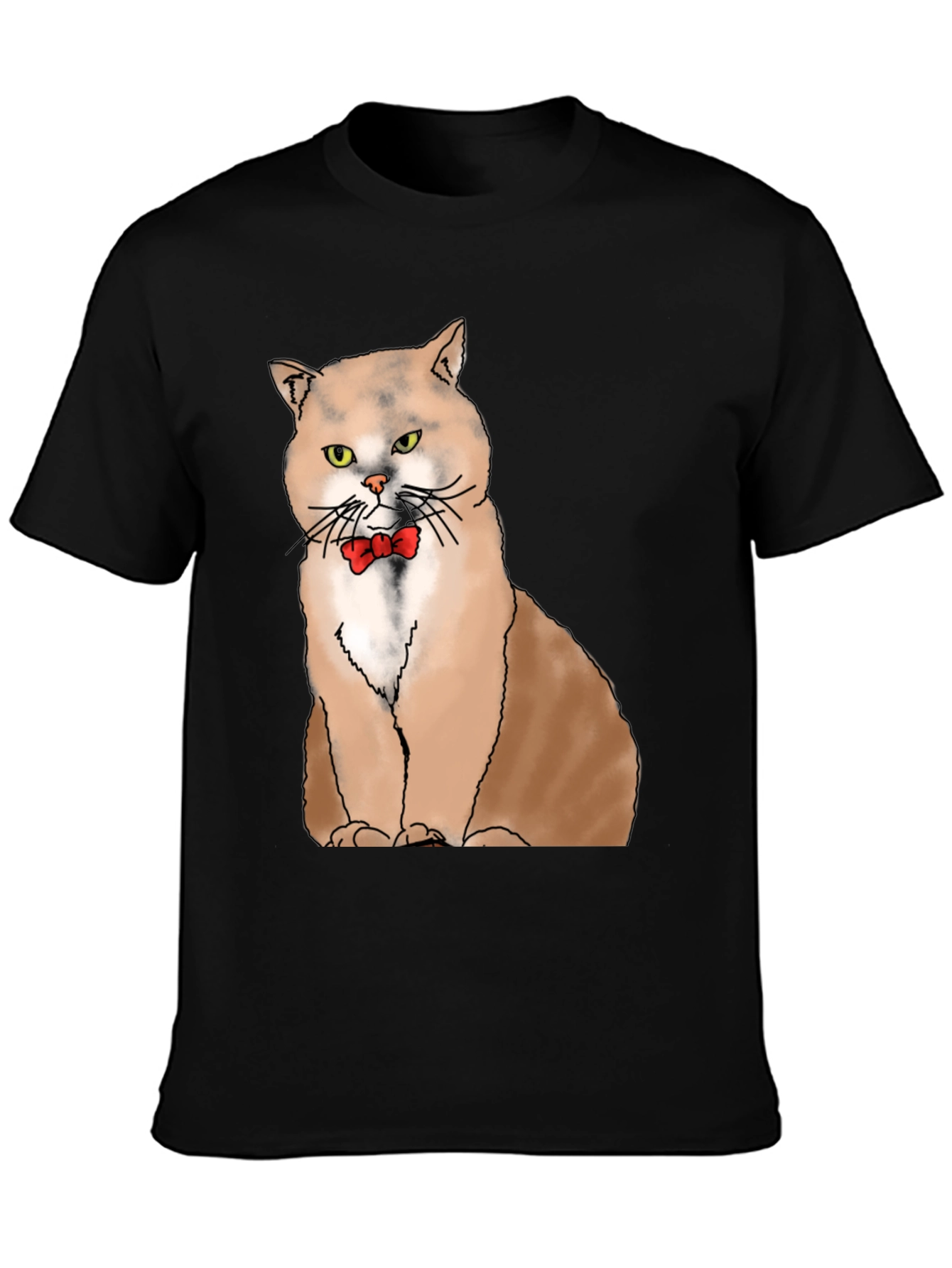 Black Cat with Bowtie Graphic T-Shirt - Black view 3