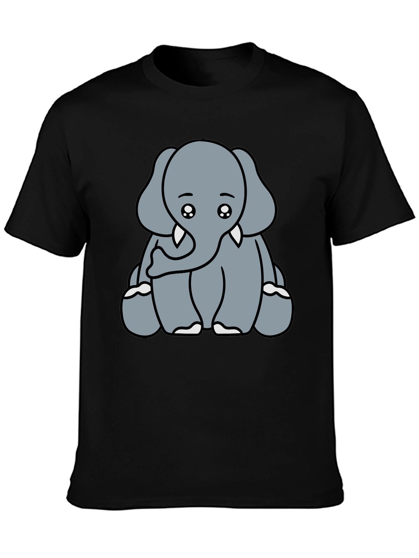 Black Cute Elephant Graphic Tee - Soft Cotton Blend view 3