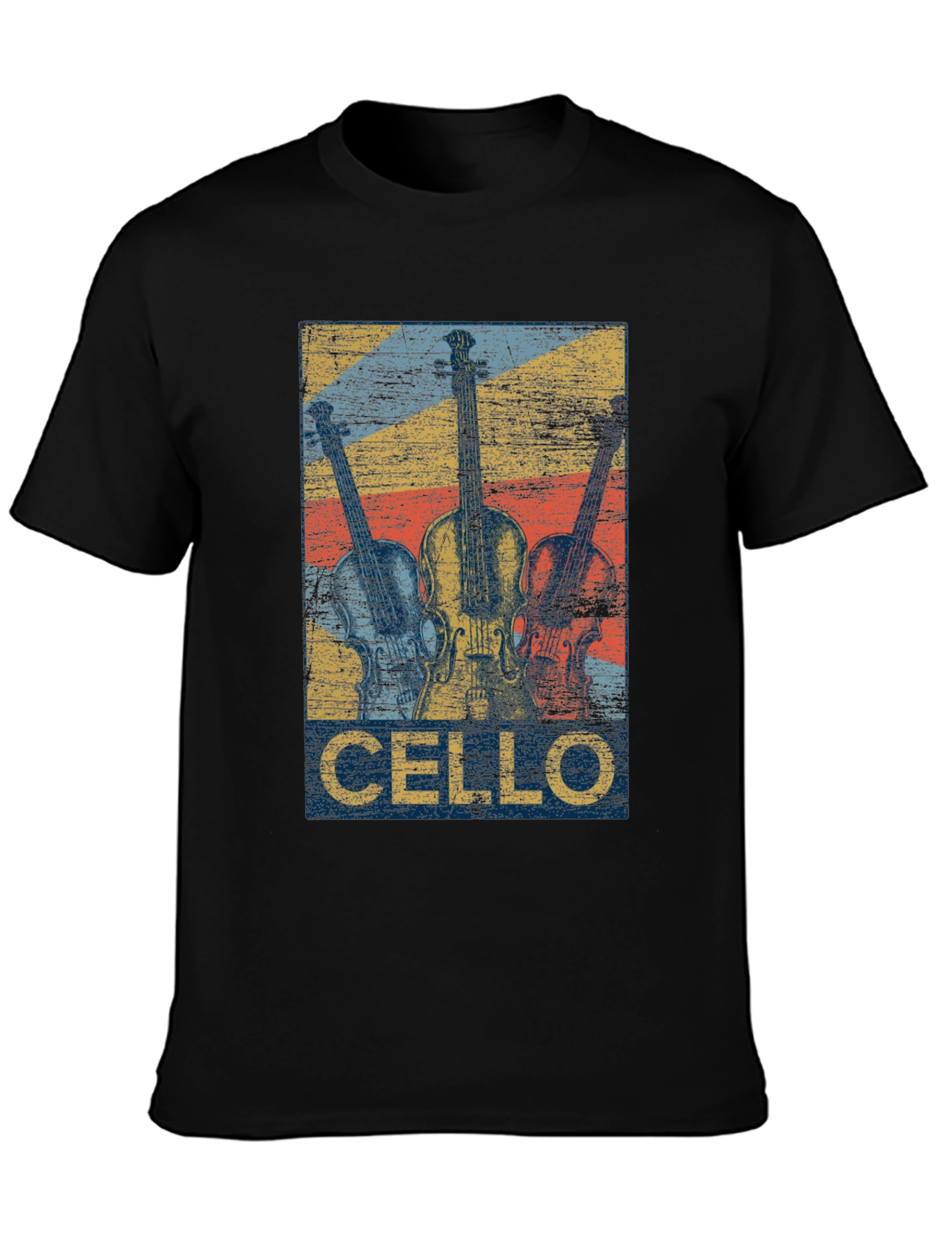 Black Vintage Cello Music T-Shirt - Retro Design view 3