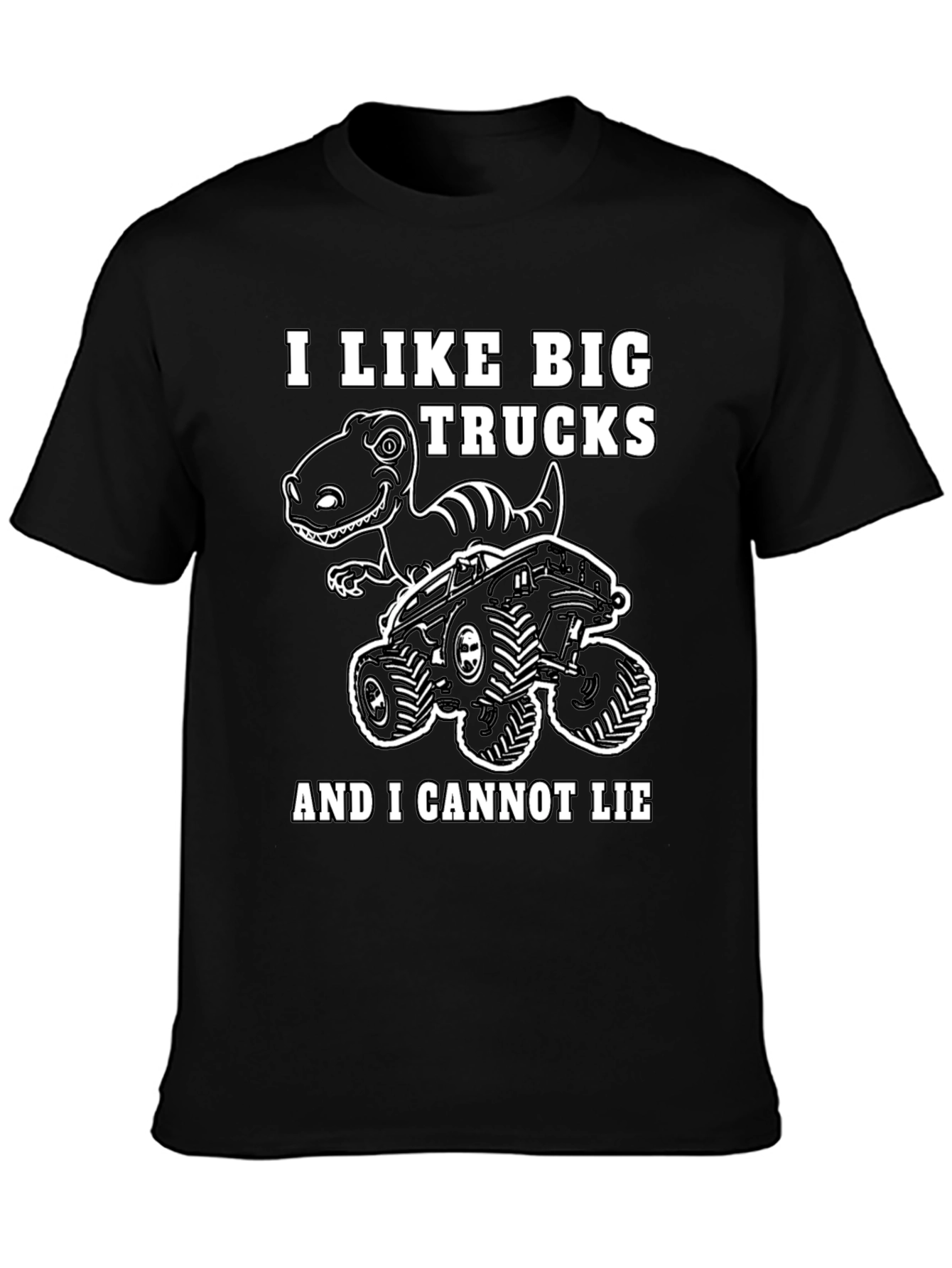 Black Big Trucks and Dinosaurs T-Shirt view 3