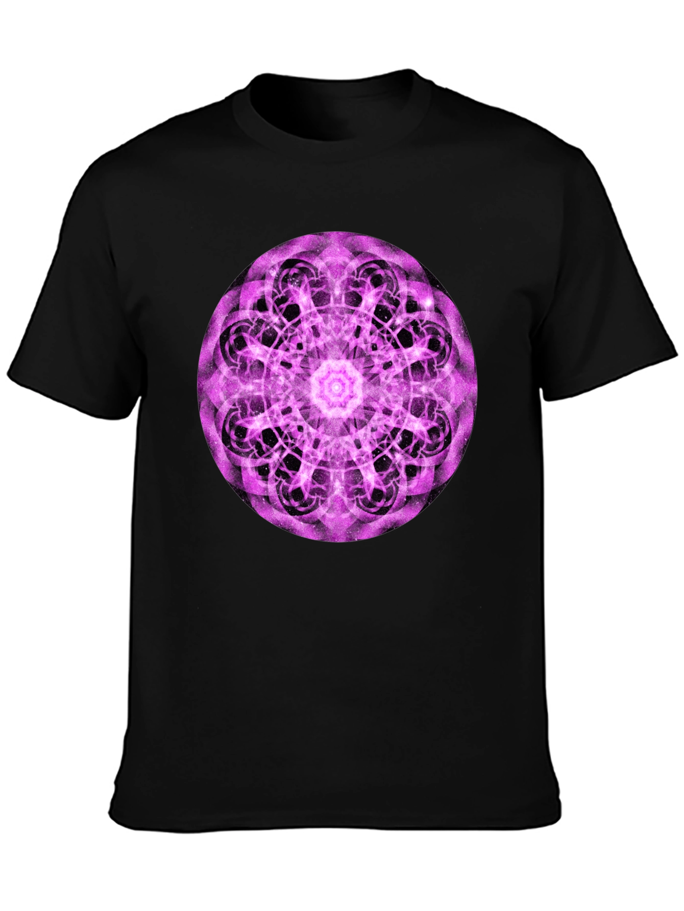 Black Mystic Mandala Black T-Shirt view 3