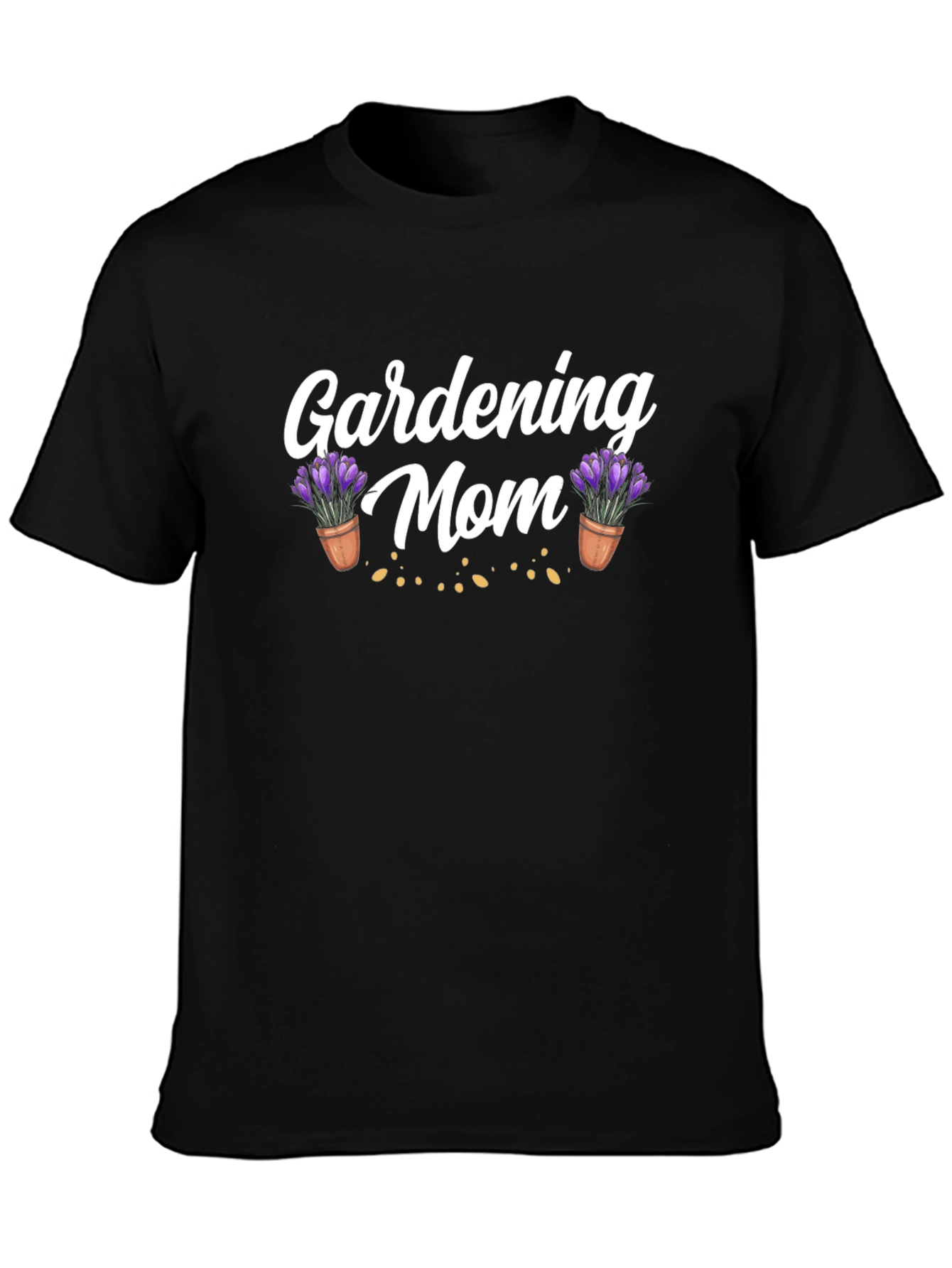 Black Gardening Mom T-Shirt - Floral Design view 3