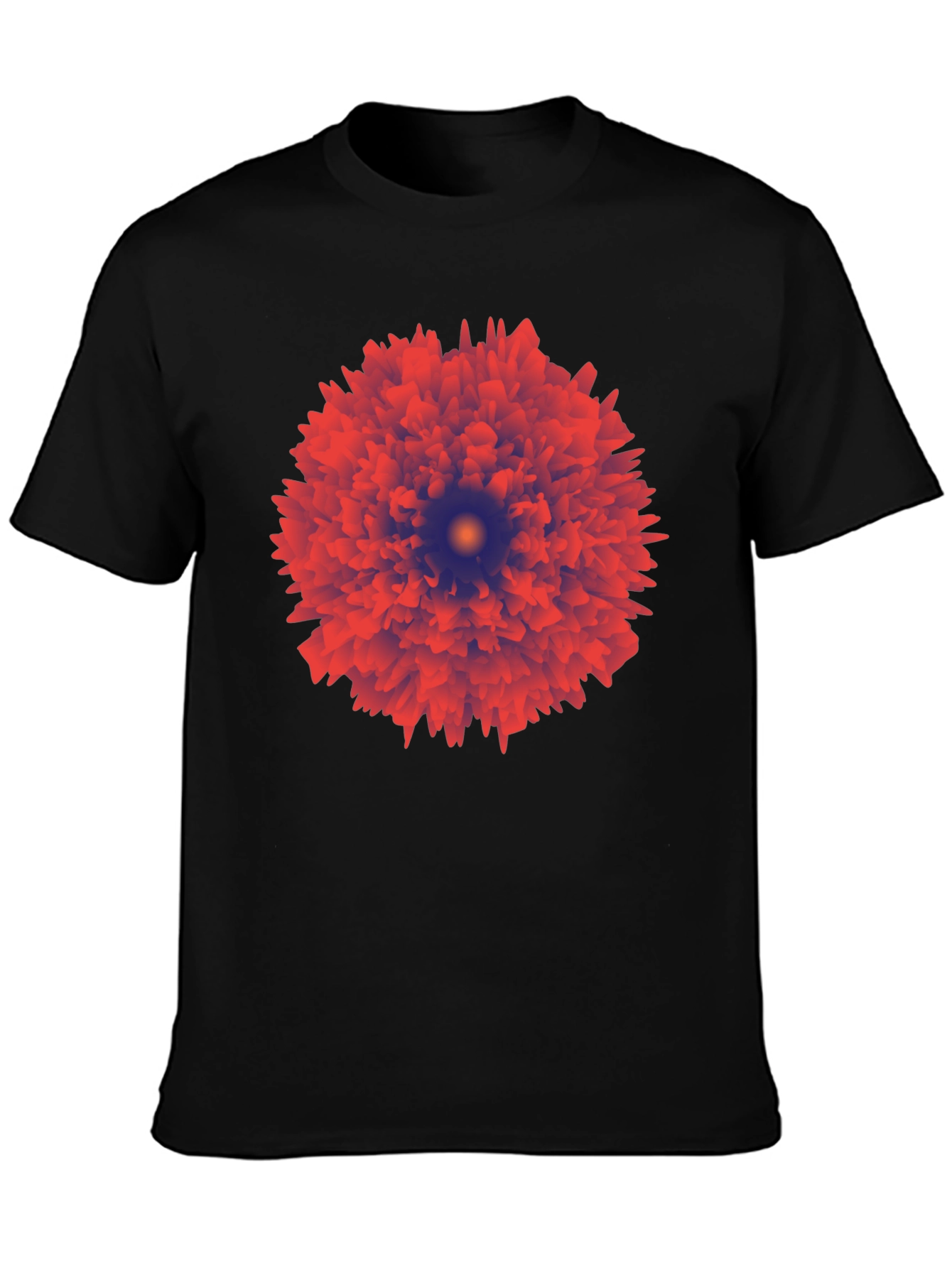 Black Abstract Floral Print Black T-Shirt view 3