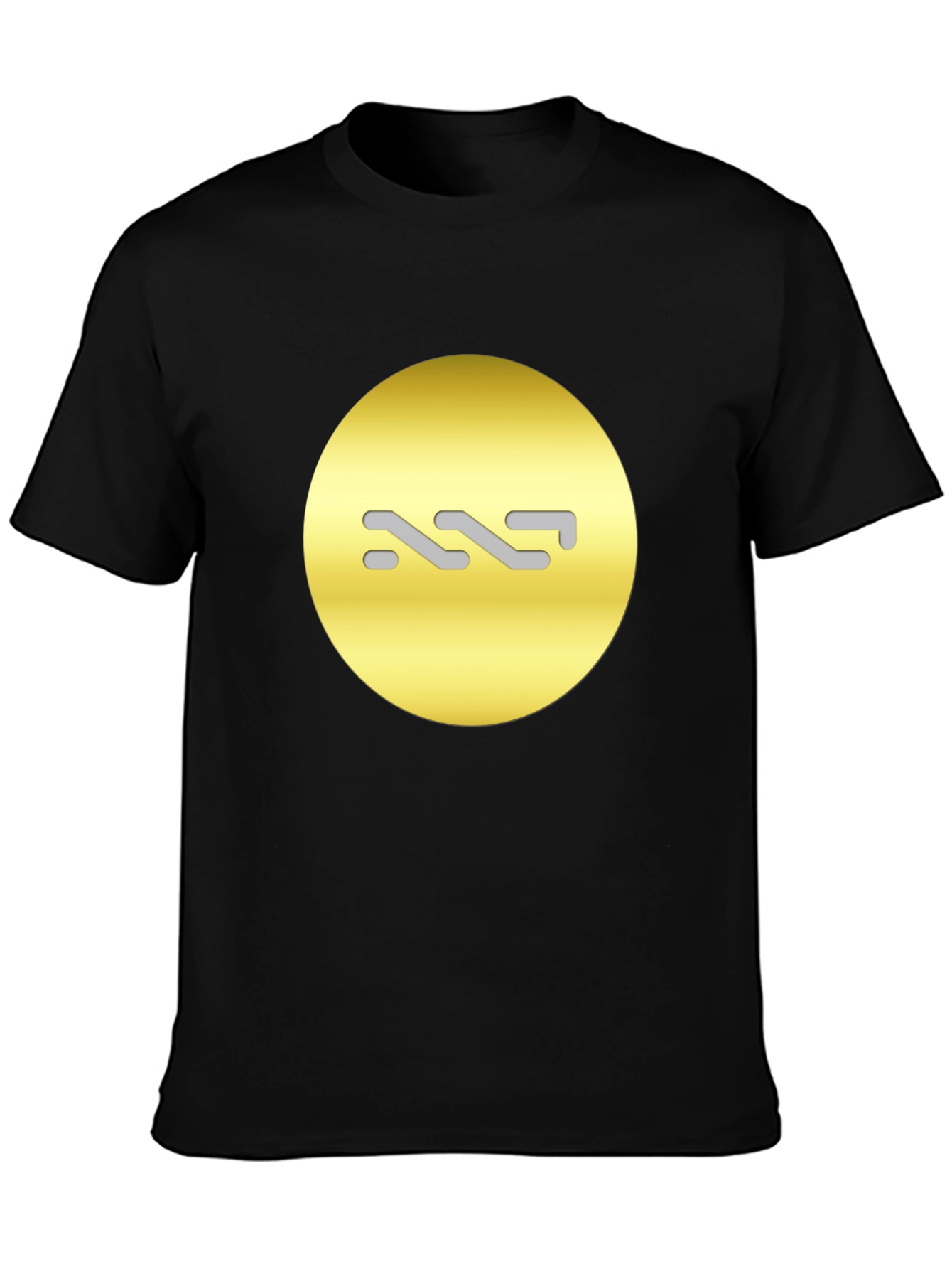 Black Modern Black Tee with Abstract Gold Design view 3