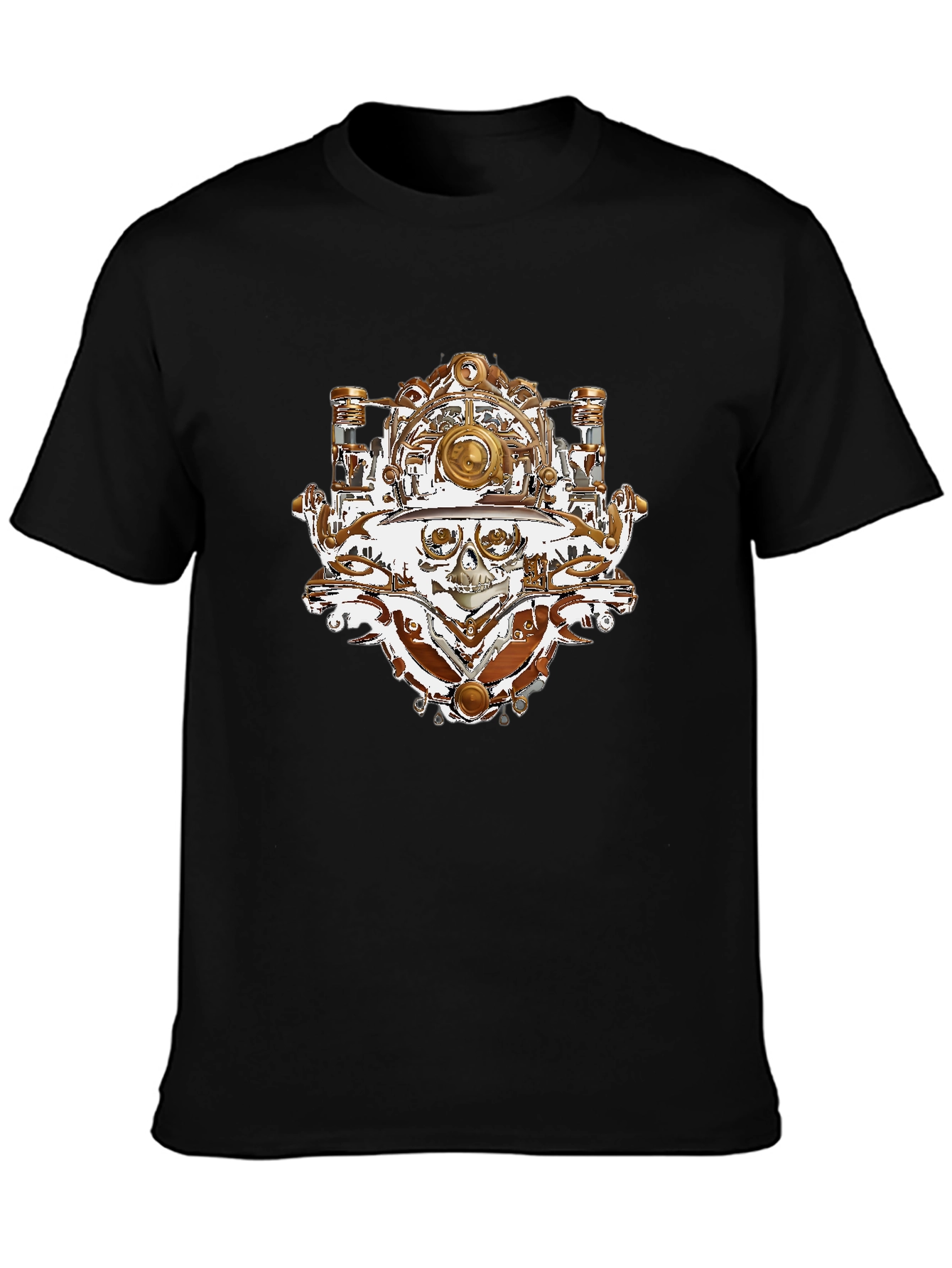 Black Steampunk Skull T-Shirt - Unique Graphic Tee view 3