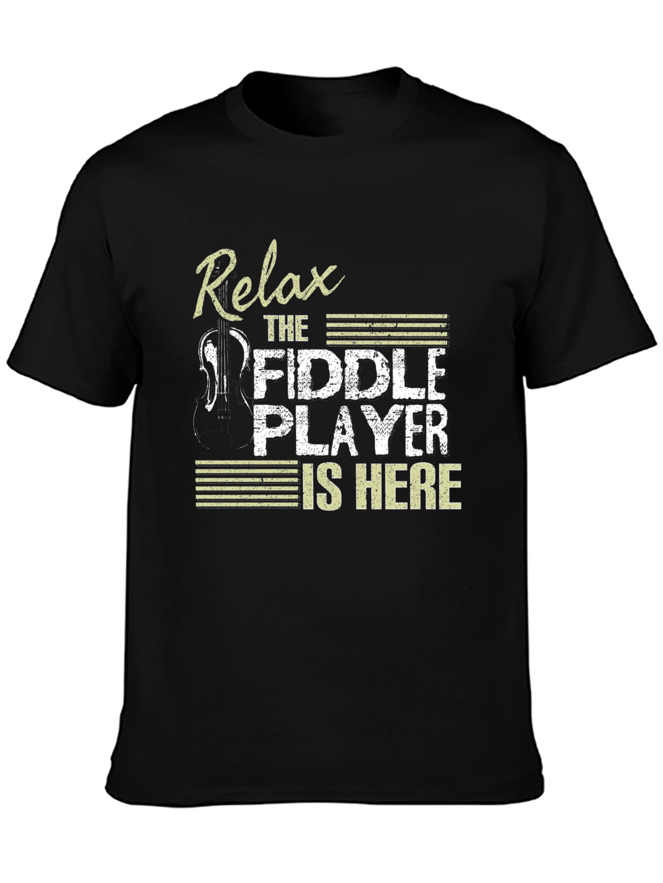 Black Relax Fiddle Player T-Shirt view 3