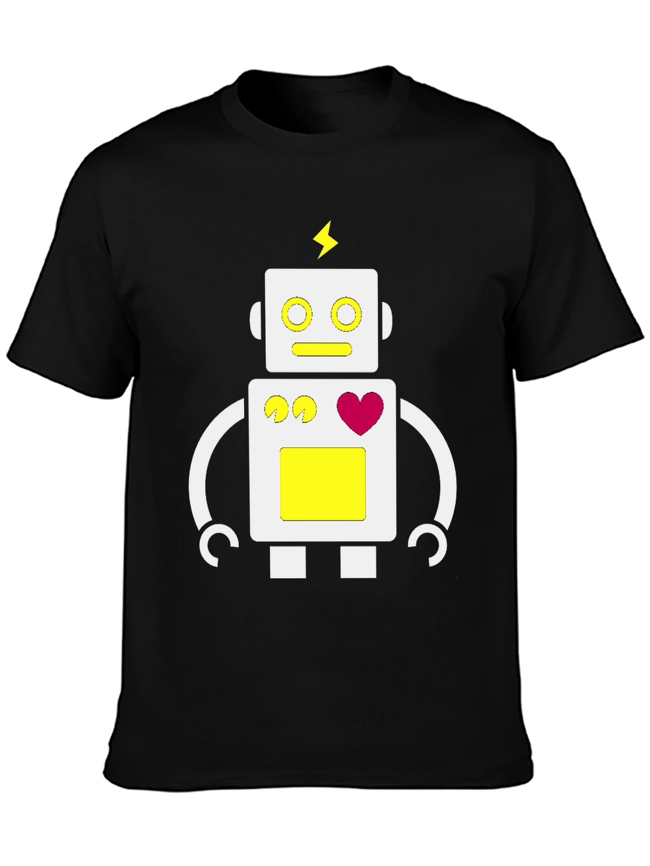 Black Fun Robot Graphic Tee - Black Cotton Blend view 3