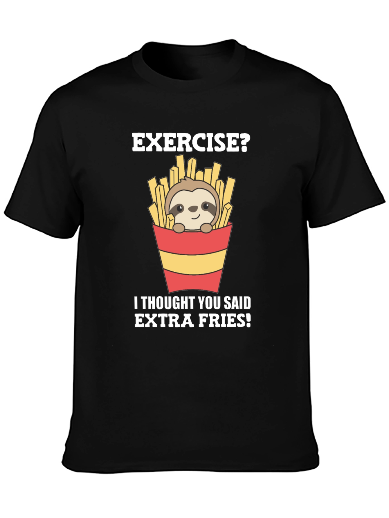 Black Exercise? Extra Fries Sloth Graphic Tee view 3