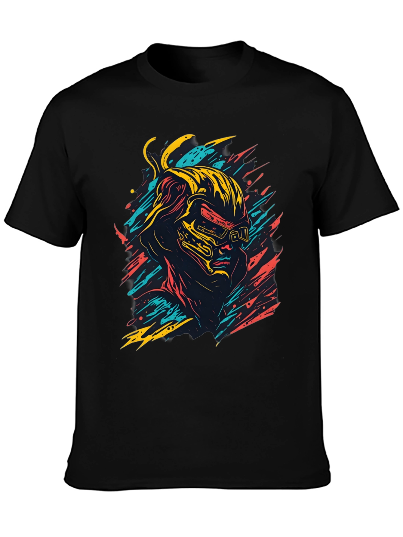 Black Cyberpunk Graphic Tee - Cool Retro Gamer Style Shirt view 3