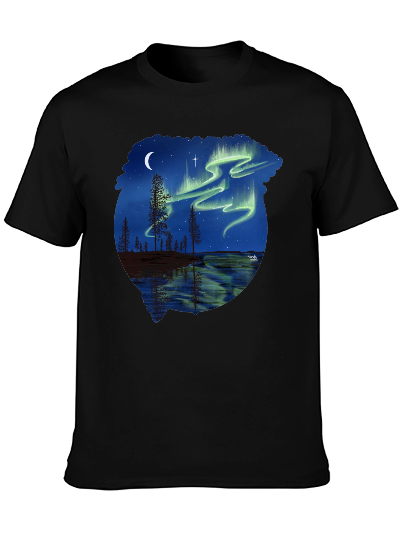 Black Aurora Borealis Graphic Tee - Nature Lover's T-Shirt view 3