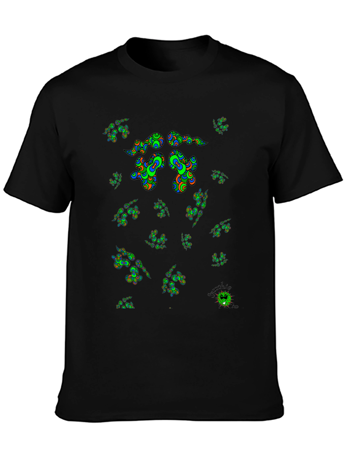 Black Psychedelic Green T-Shirt view 3