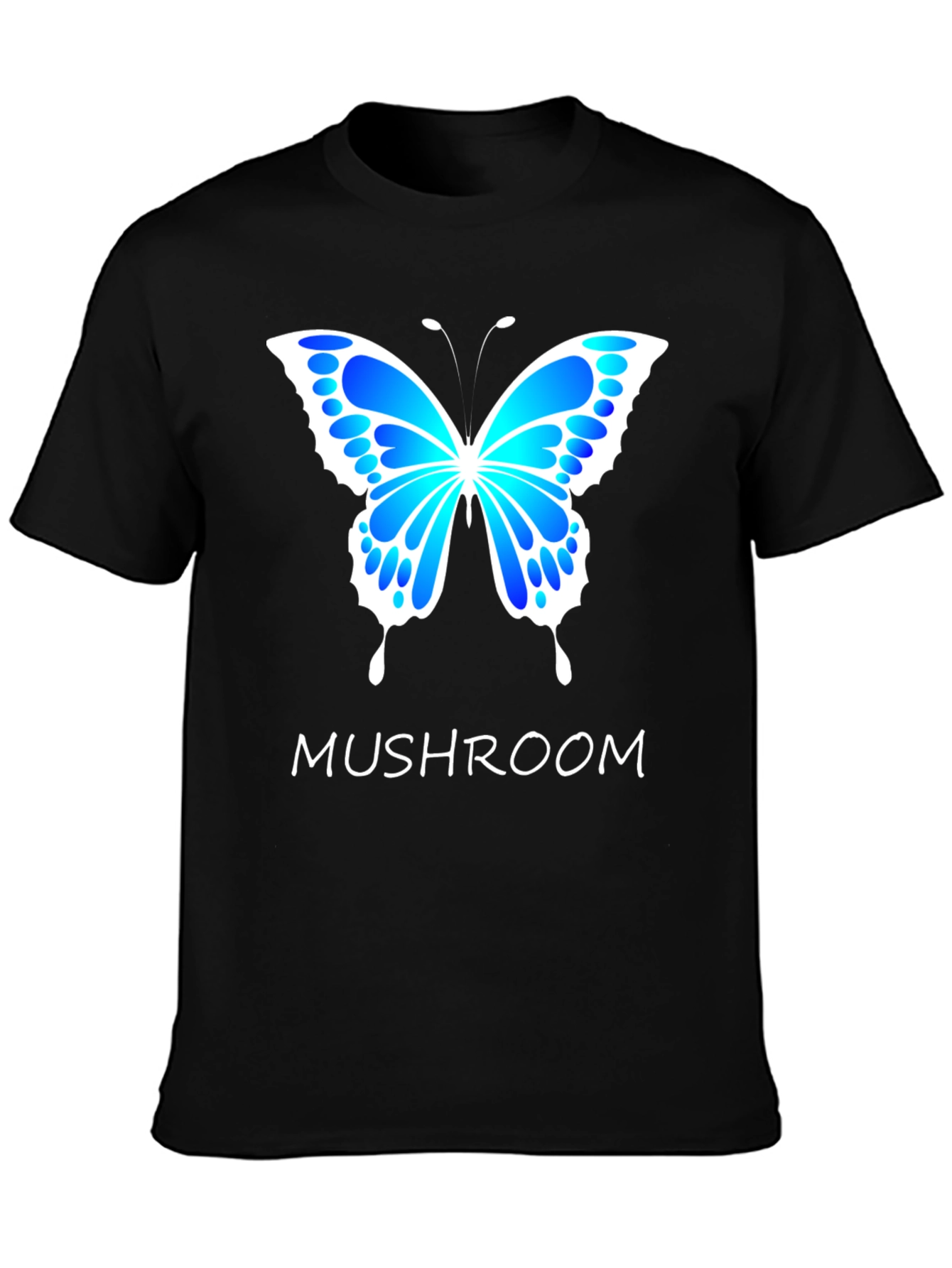 Black Mushroom Butterfly Graphic T-Shirt view 3