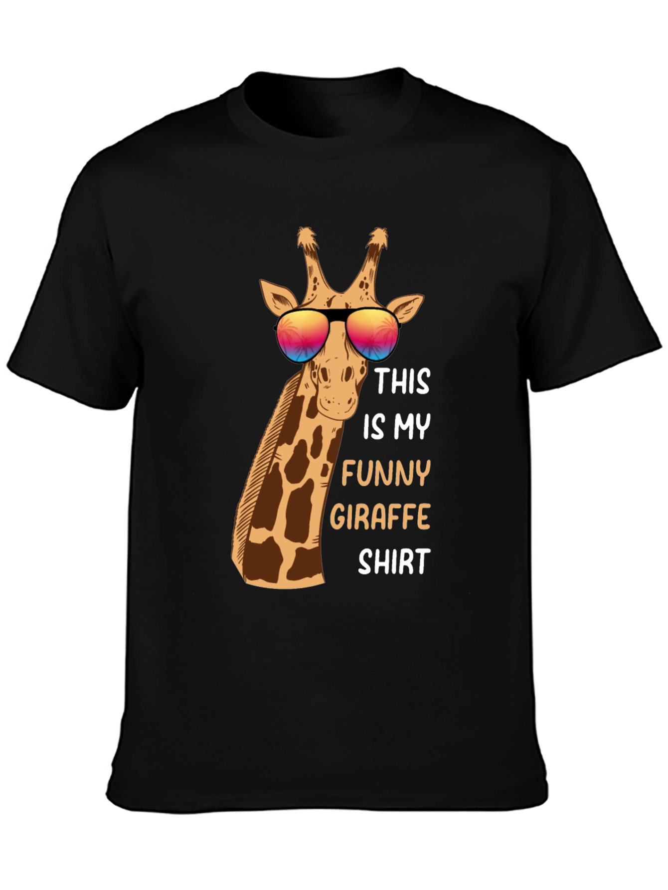 Black Funny Giraffe T-Shirt view 3