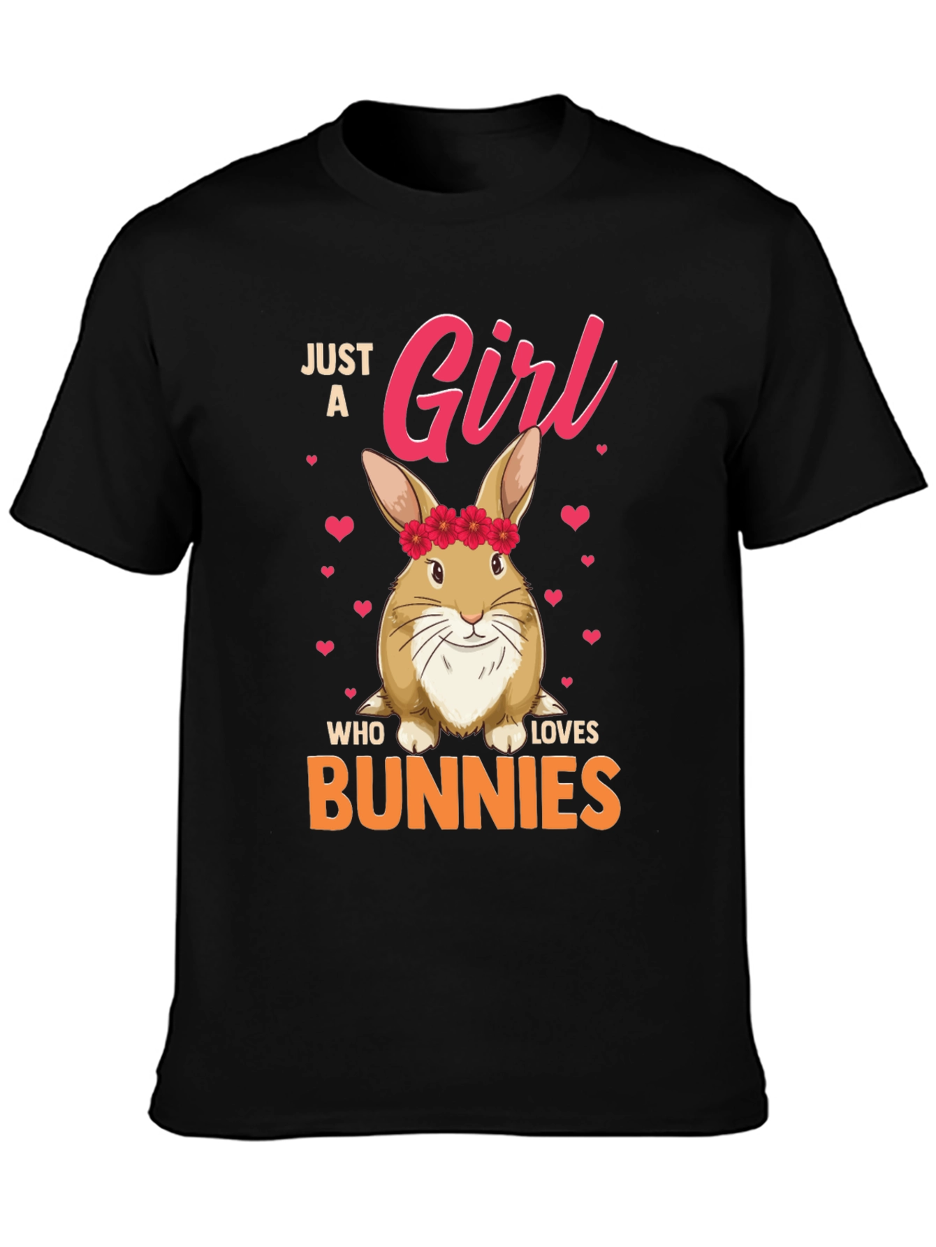 Black Just a Girl Who Loves Bunnies Graphic T-Shirt view 3
