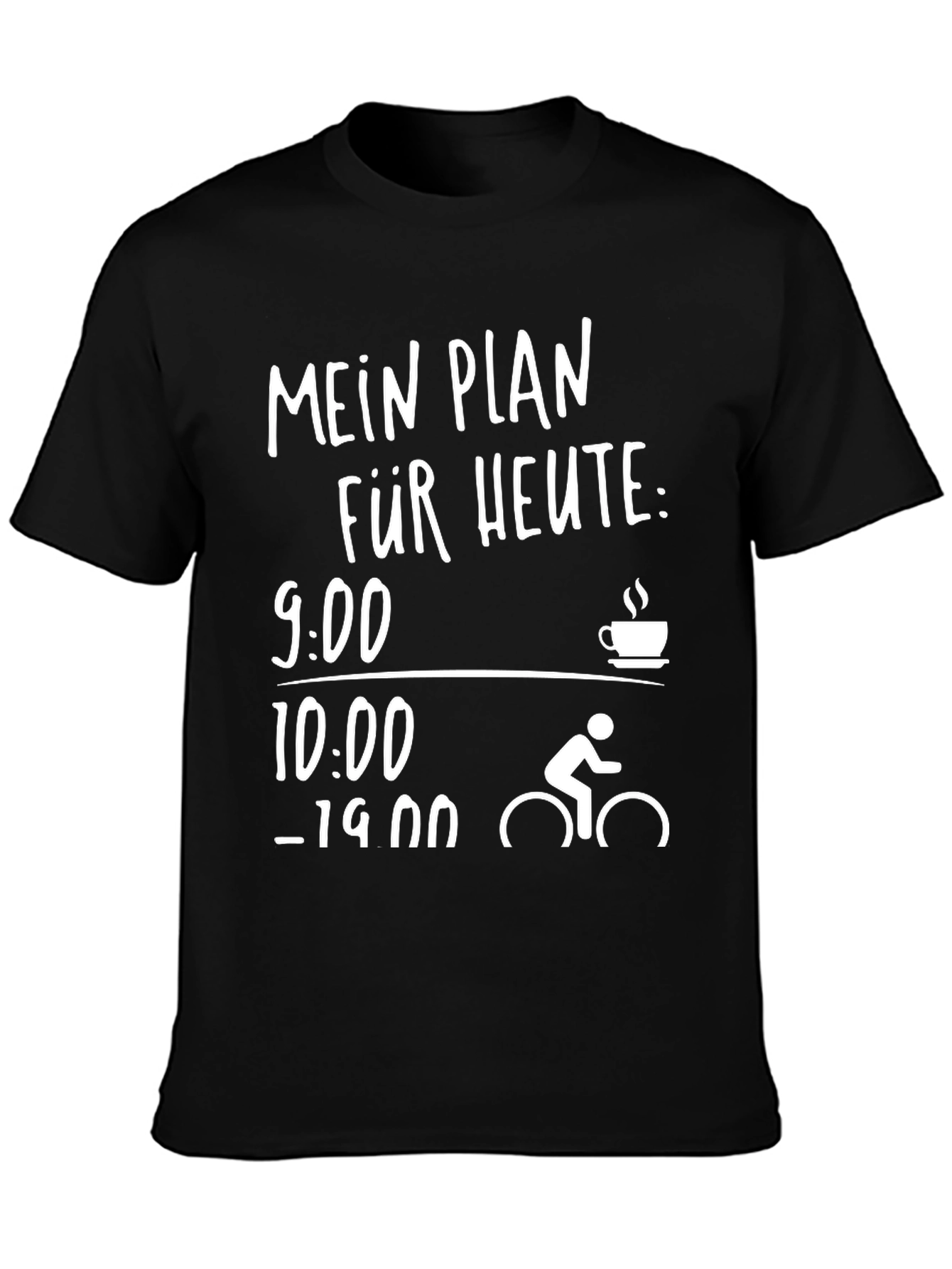 Black Cycling Plan T-Shirt - Coffee then Ride view 3