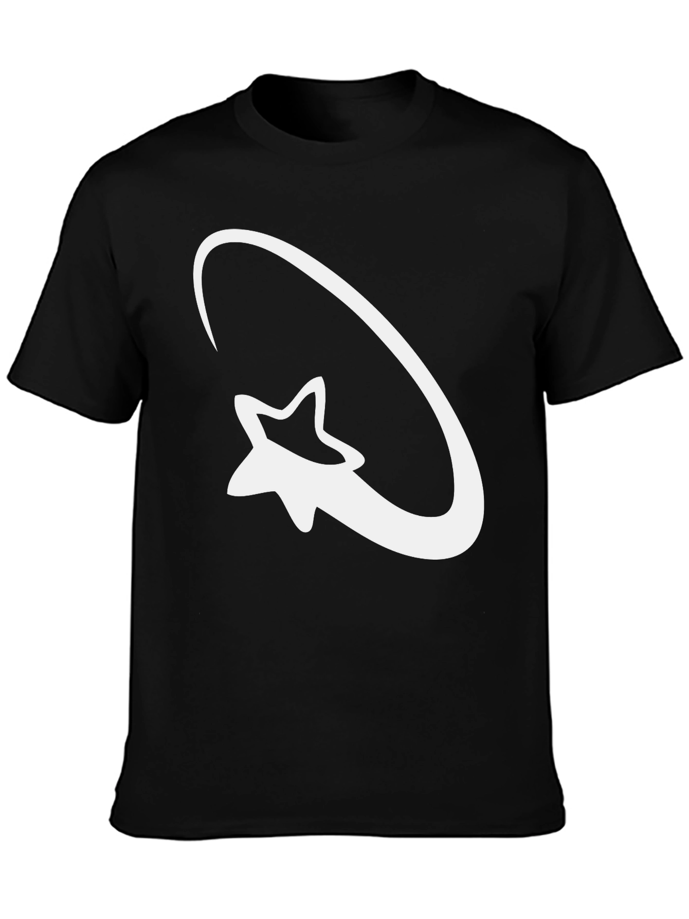 Black Star Orbit Graphic Tee - Black Cotton Casual Shirt view 3