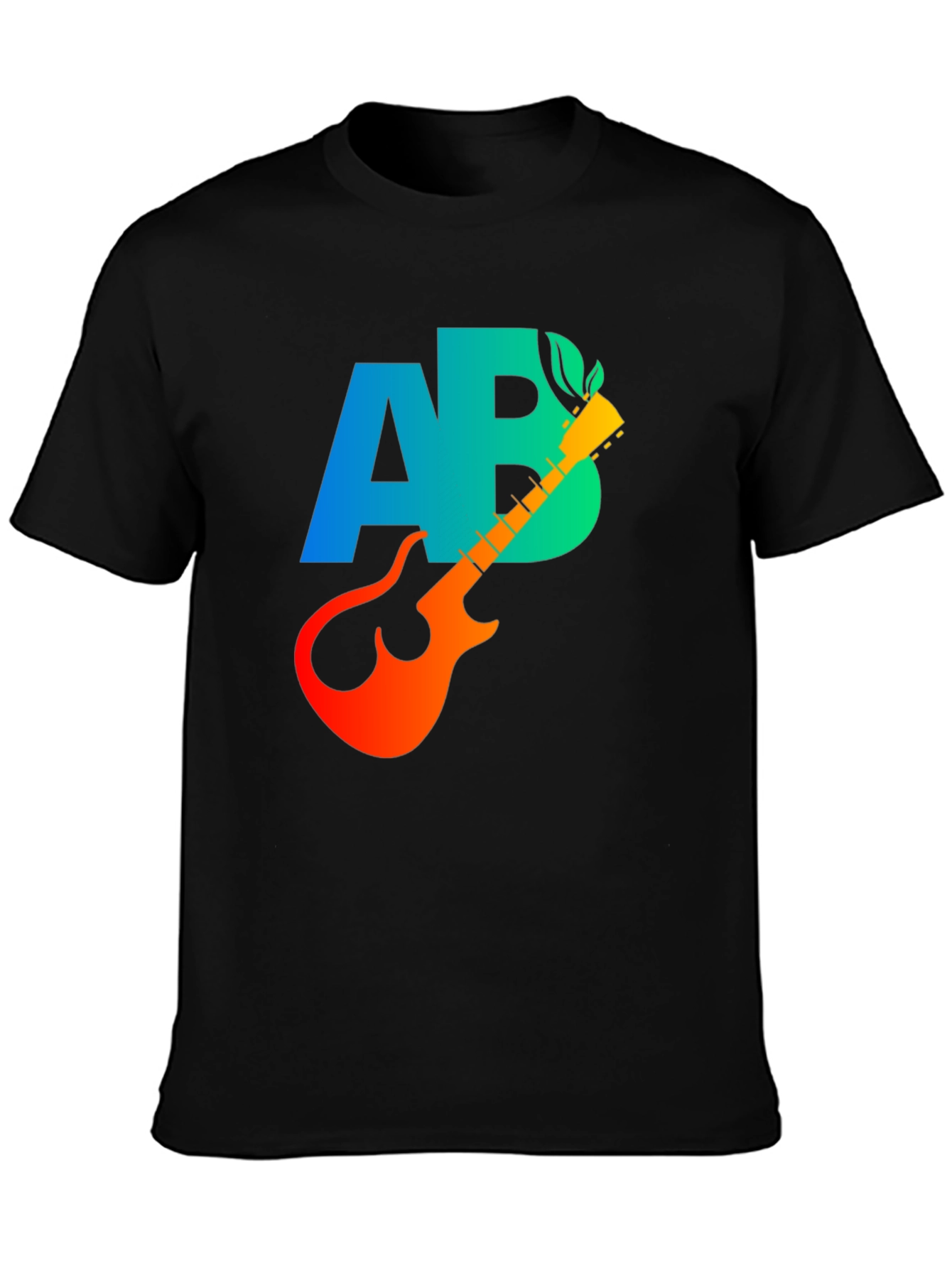 Black AB Guitar Graphic T-Shirt - Cool Music Tee view 3