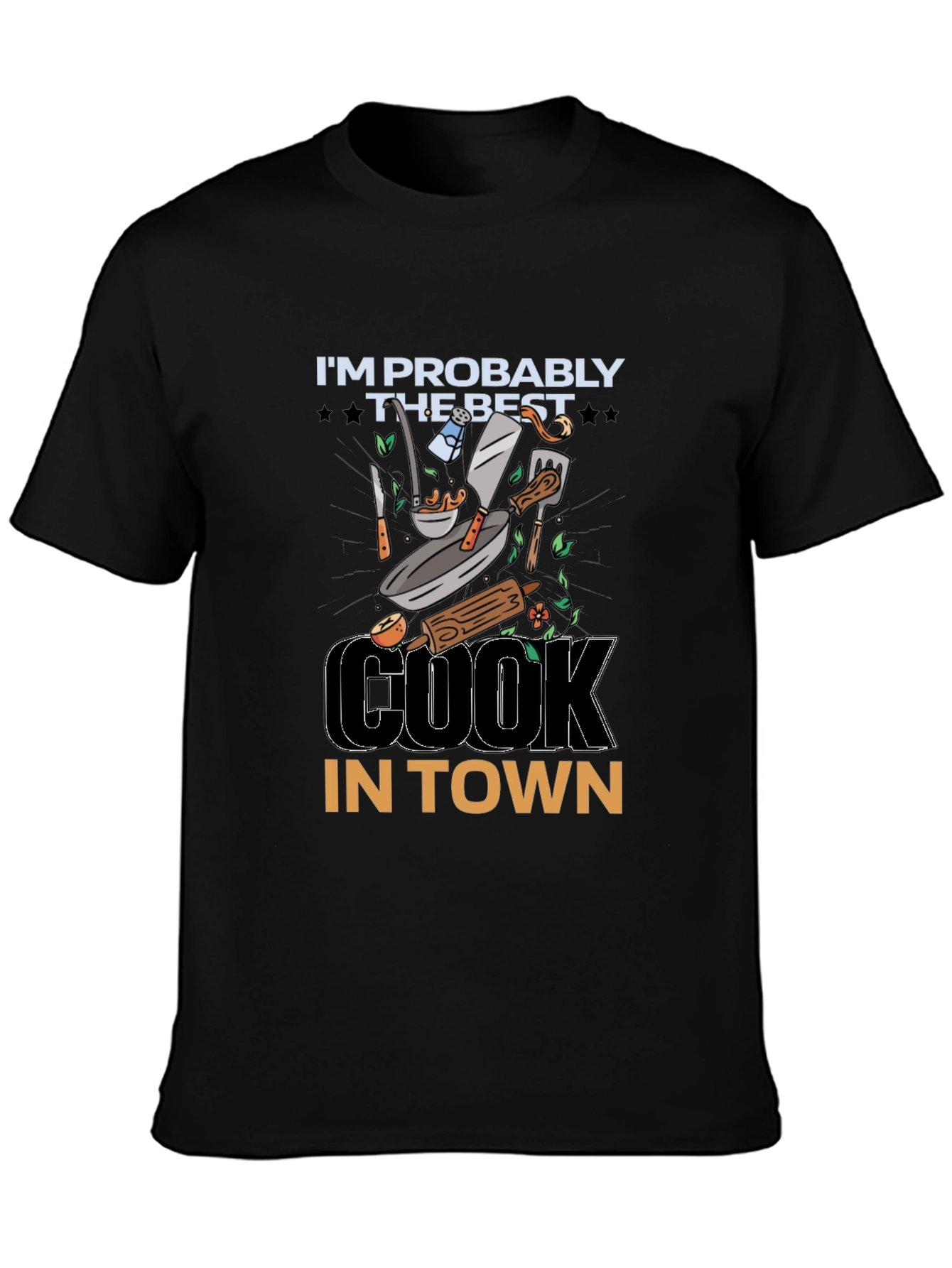 Black Best Cook in Town Graphic T-Shirt - Chef Apparel view 3