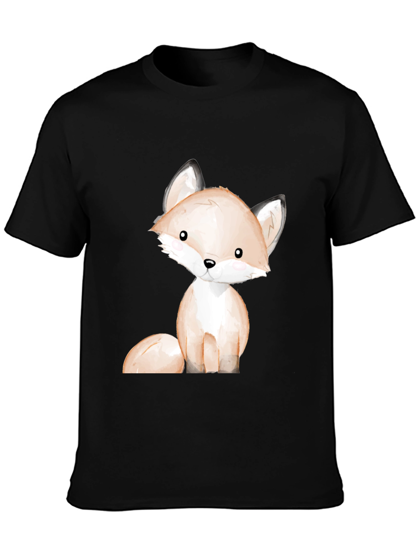 Black Cute Fox Graphic Tee - Unisex Black T-Shirt view 3