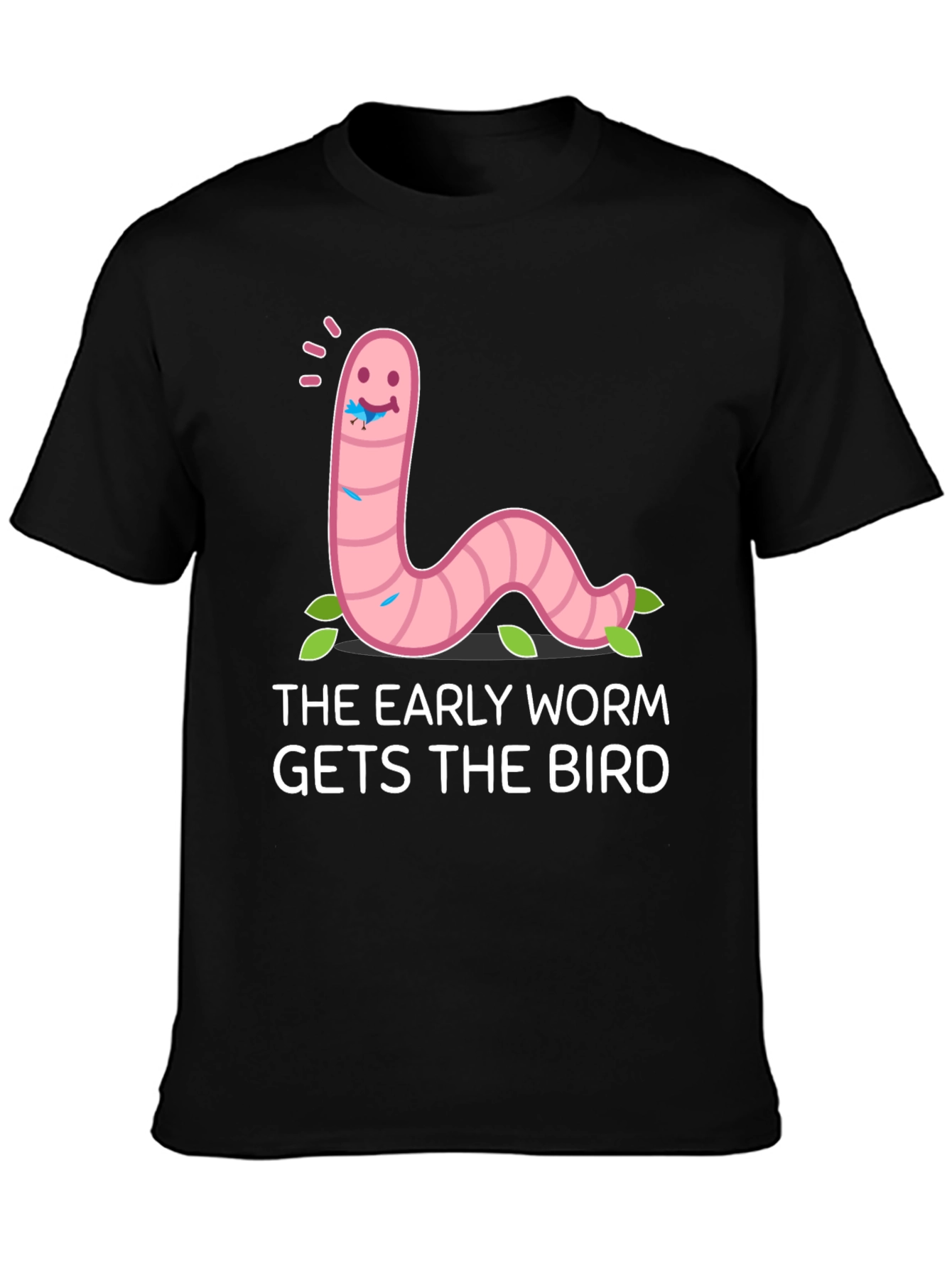 Black Early Worm Gets the Bird Graphic Tee view 3