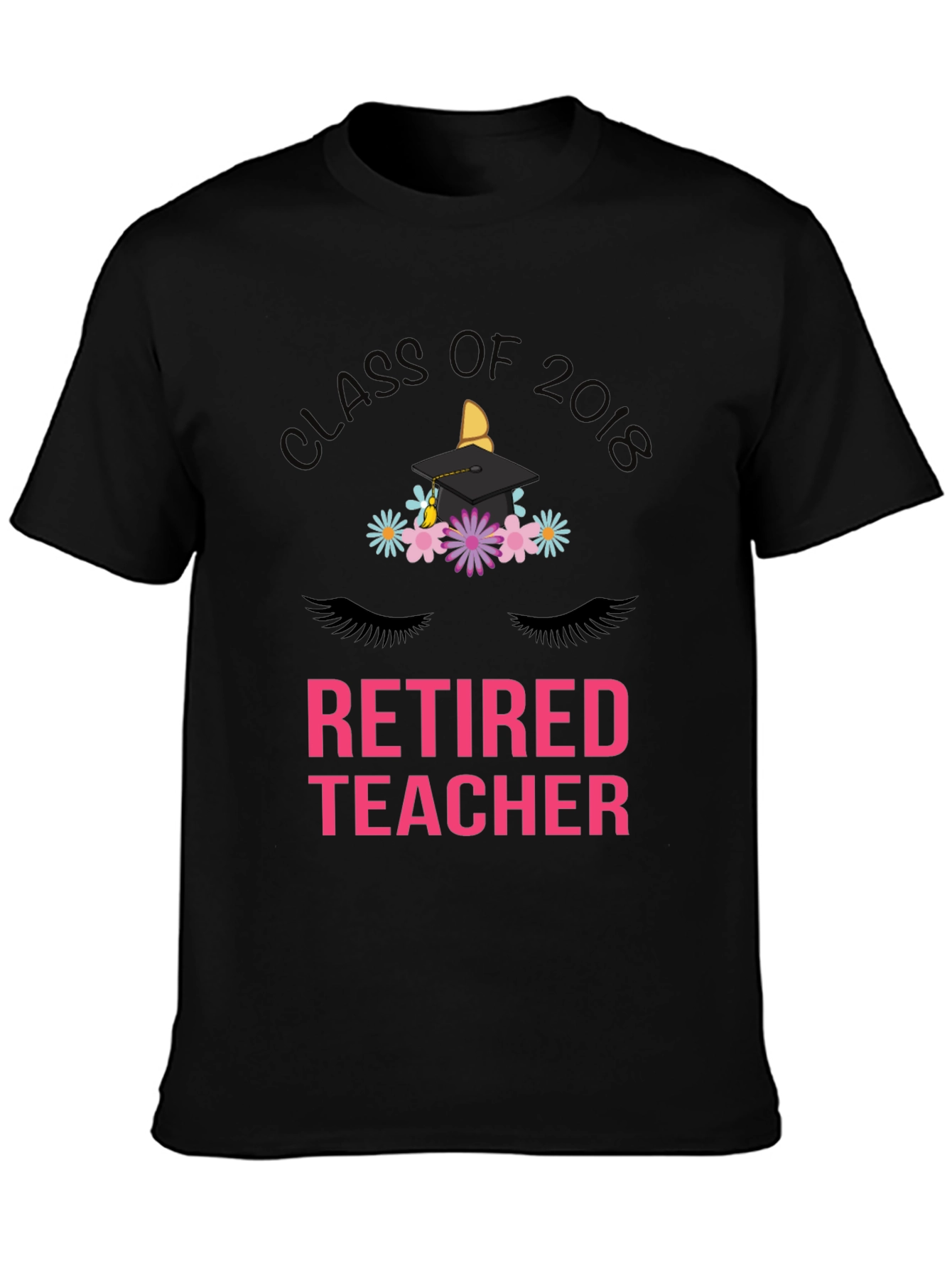 Black Retired Teacher T-Shirt Class of 2018 view 3