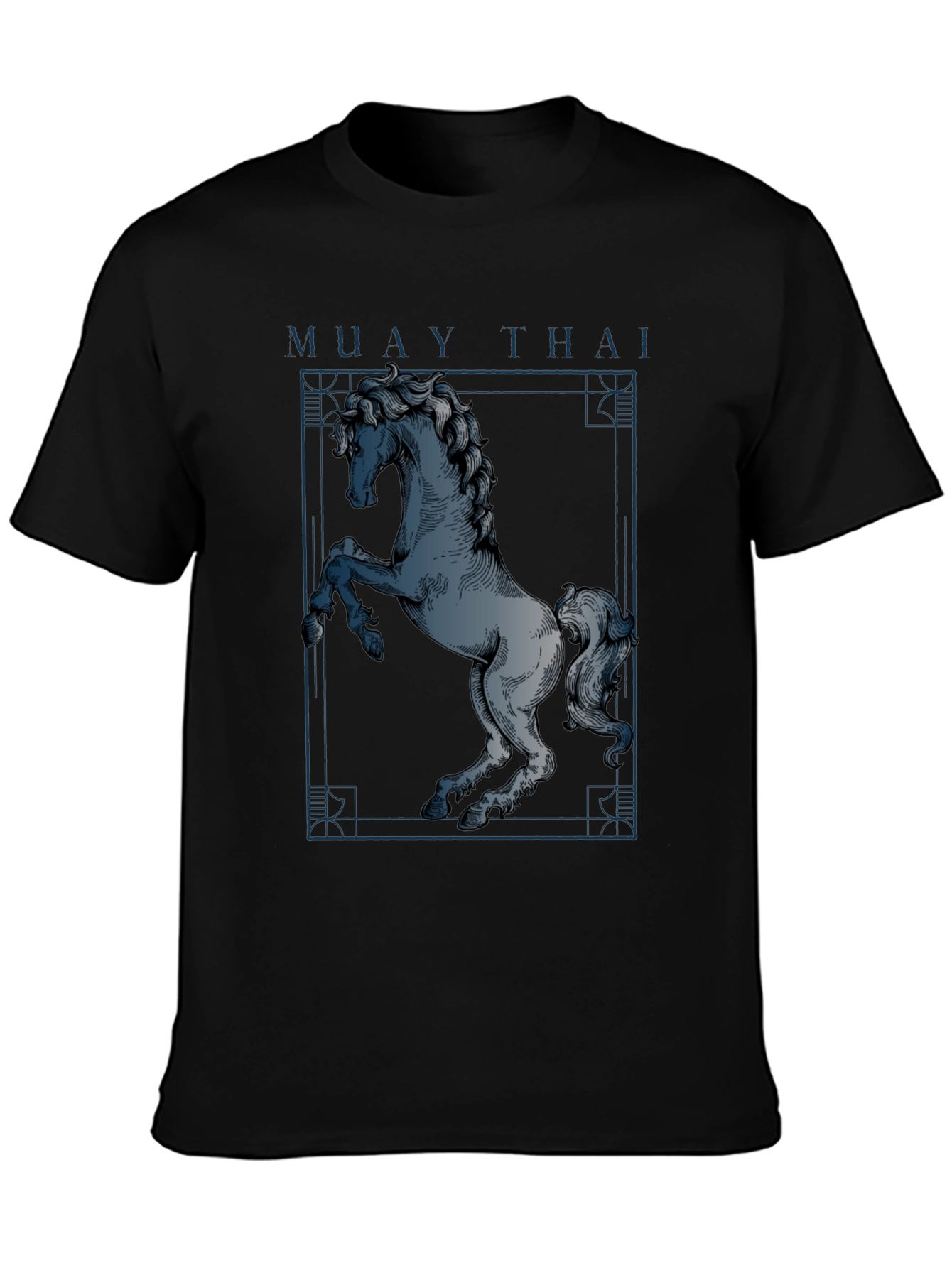 Black Muay Thai Horse Graphic T-Shirt - Black view 3