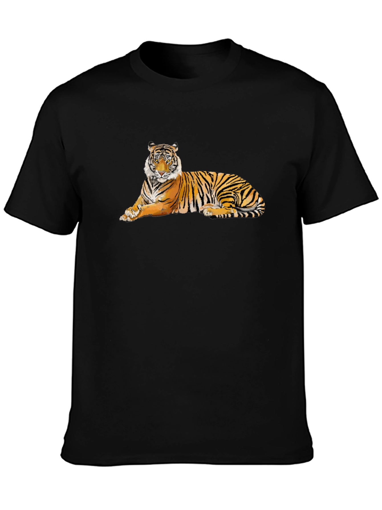 Black Cool Tiger Graphic T-Shirt - Black Cotton Tee view 3