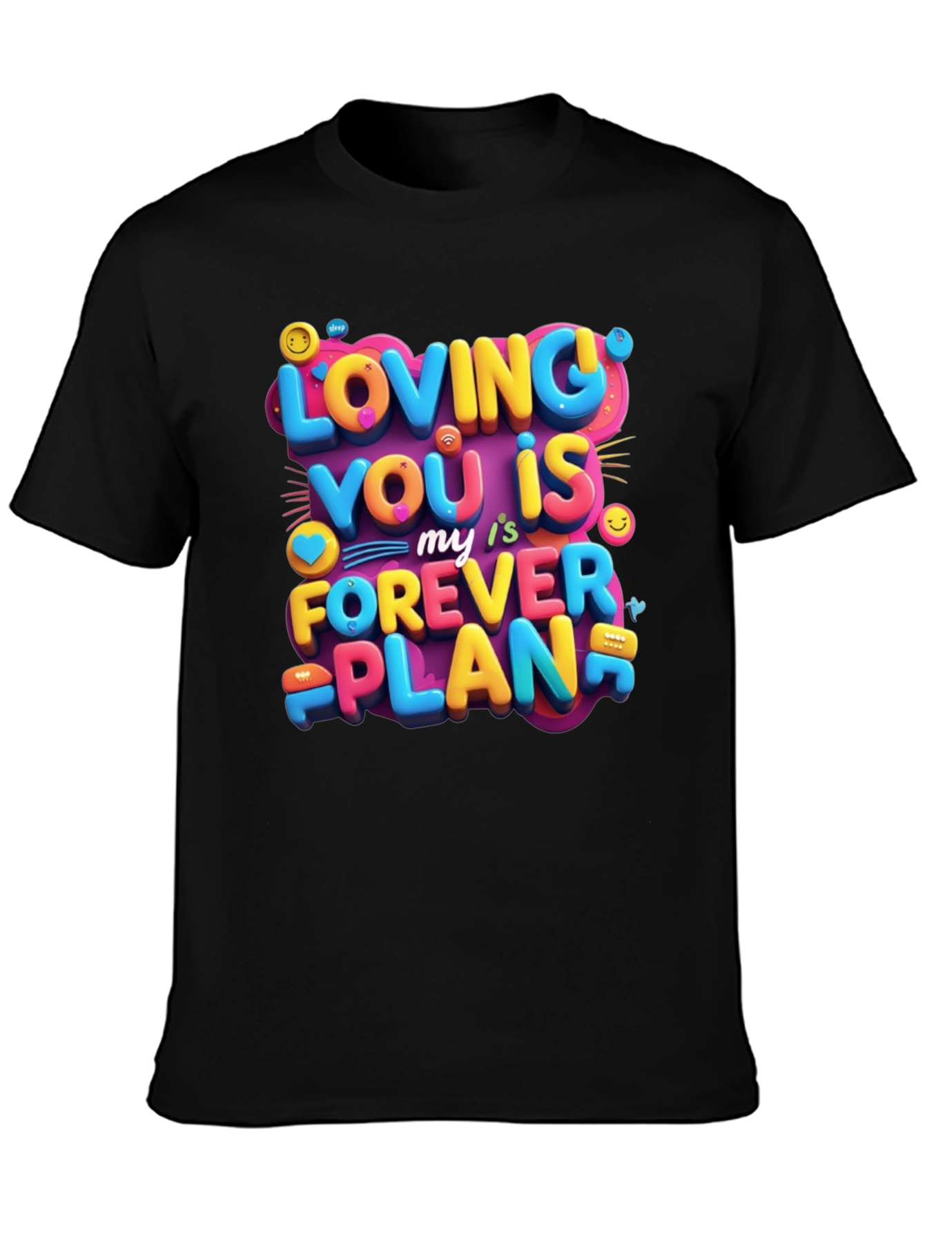 Black Loving You is My Forever Plan Graphic Tee view 3