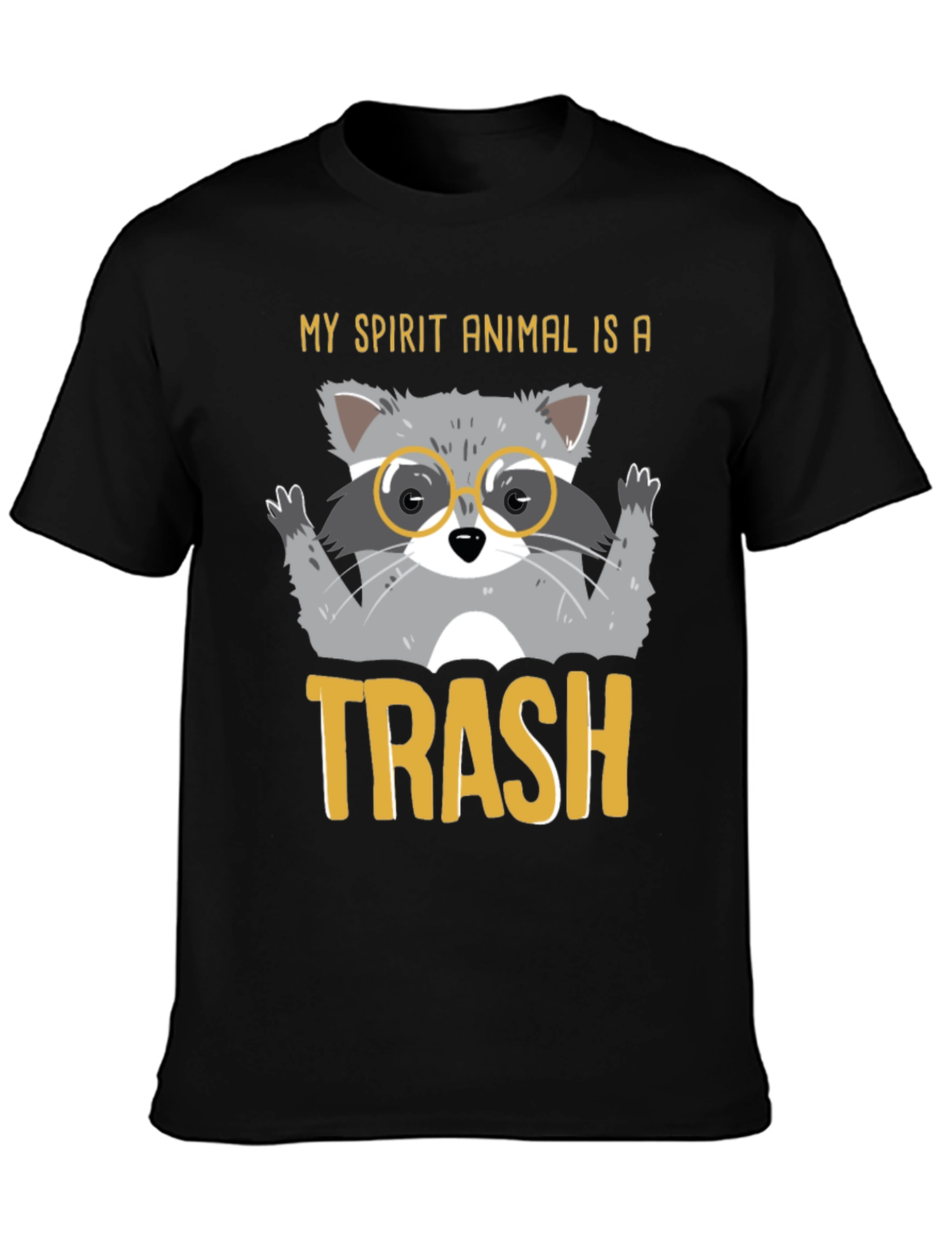 Black My Spirit Animal is Trash Raccoon Graphic T-Shirt view 3