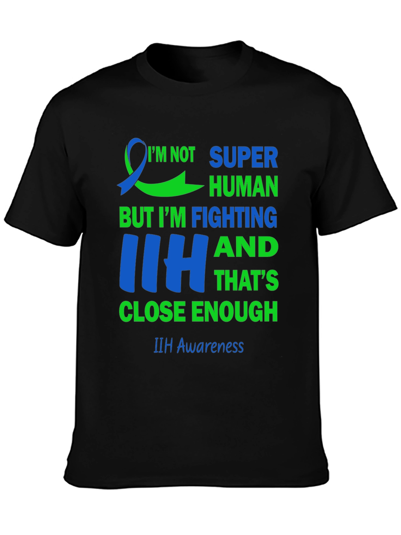 Black IIH Awareness T-Shirt - "Fighting" Design view 3