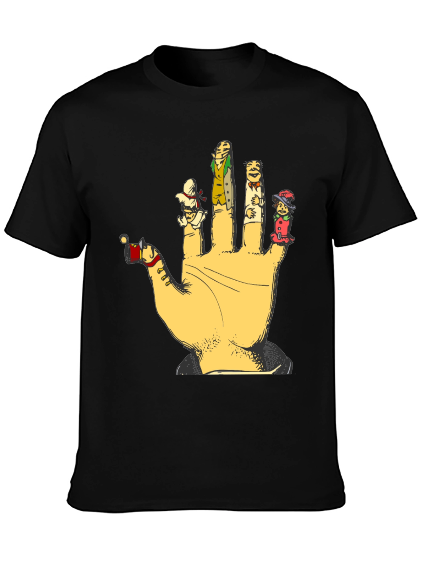 Black Finger Puppets Graphic T-Shirt view 3