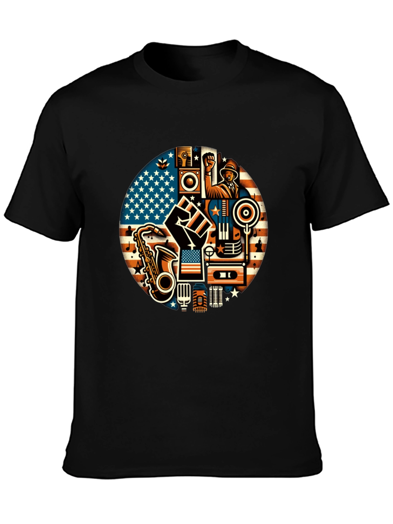 Black Music & Unity Graphic T-Shirt view 3