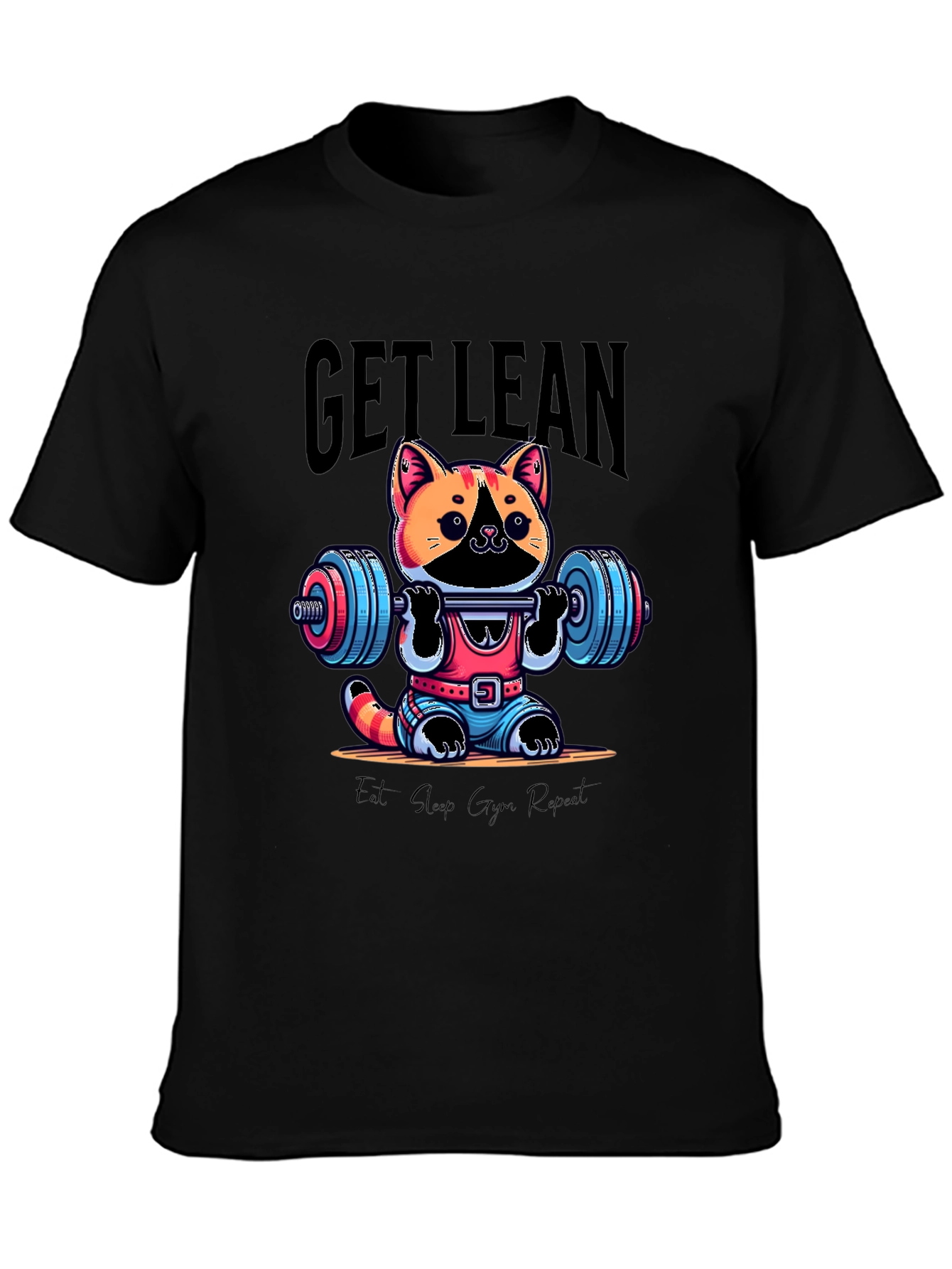 Black Get Lean Cat Gym T-Shirt view 3