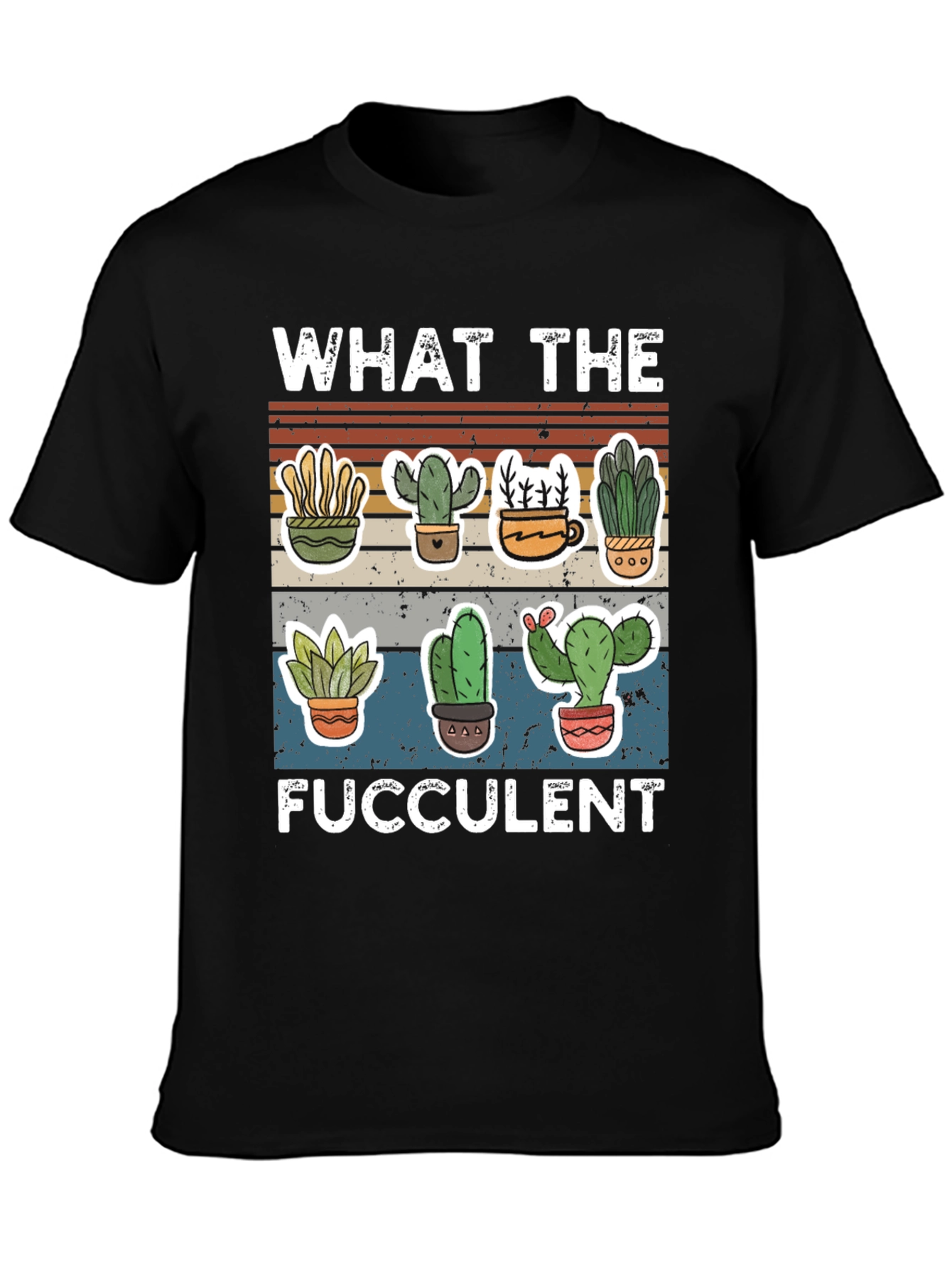 Black Funny Succulent T-Shirt - "What the Fucculent" Cactus Design view 3