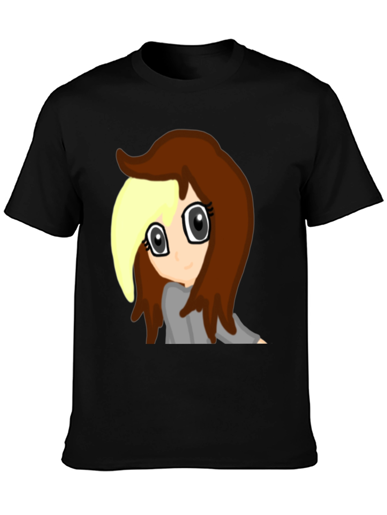 Black Anime Girl Graphic Tee - Black Cotton Comfort view 3