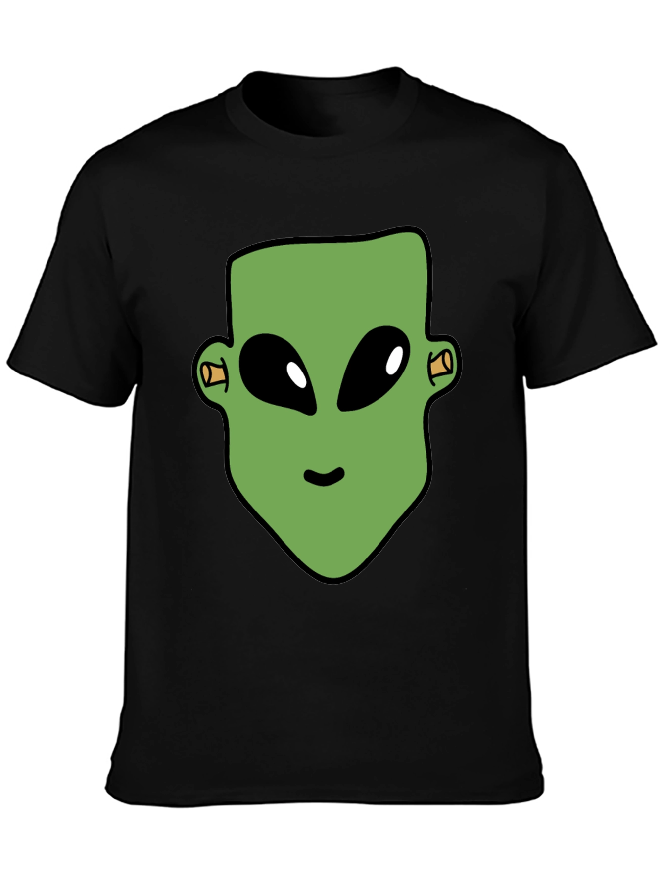 Black Alien Head Graphic Print Black T-Shirt view 3