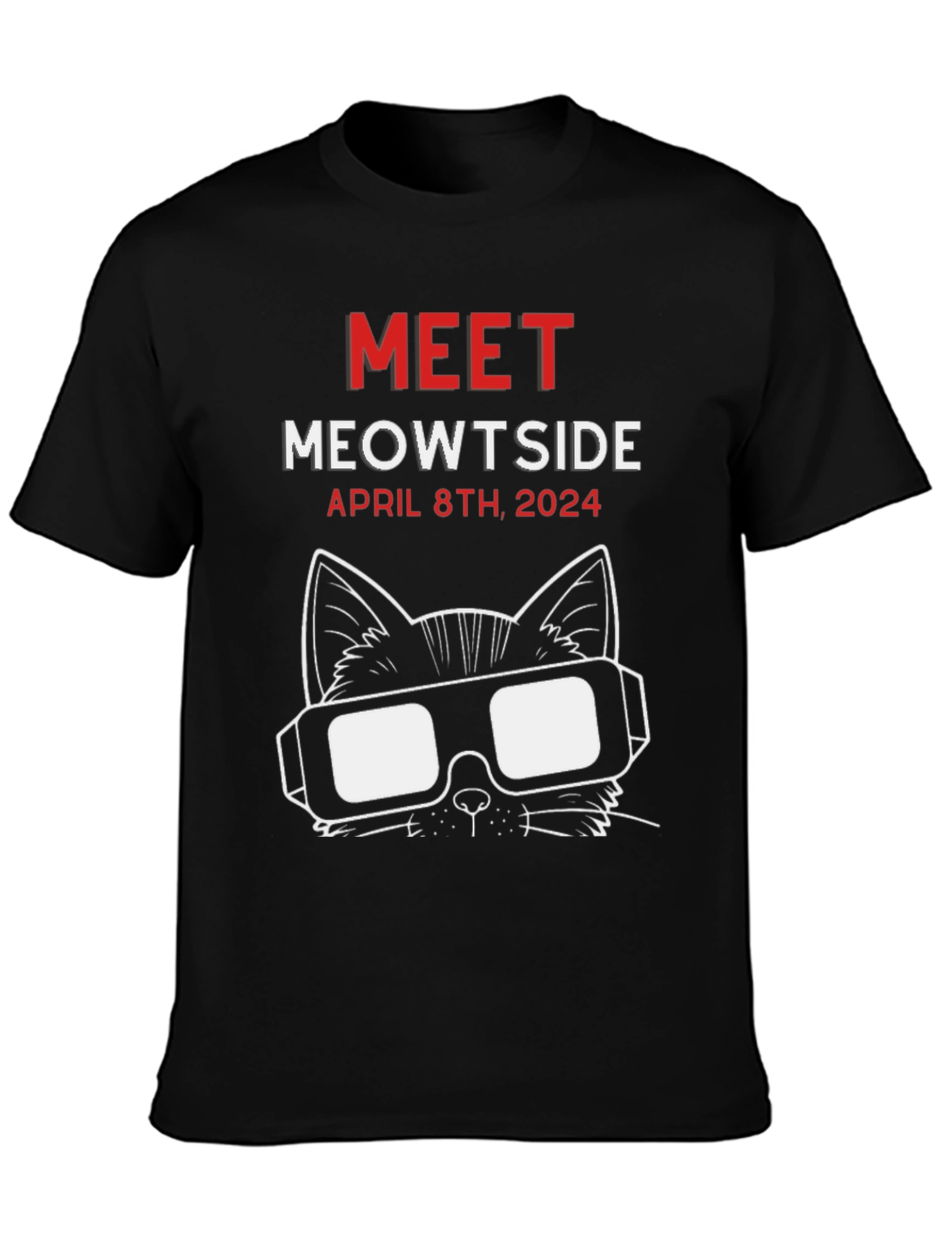 Black Meowtside Cat T-Shirt - April 8th, 2024 view 3