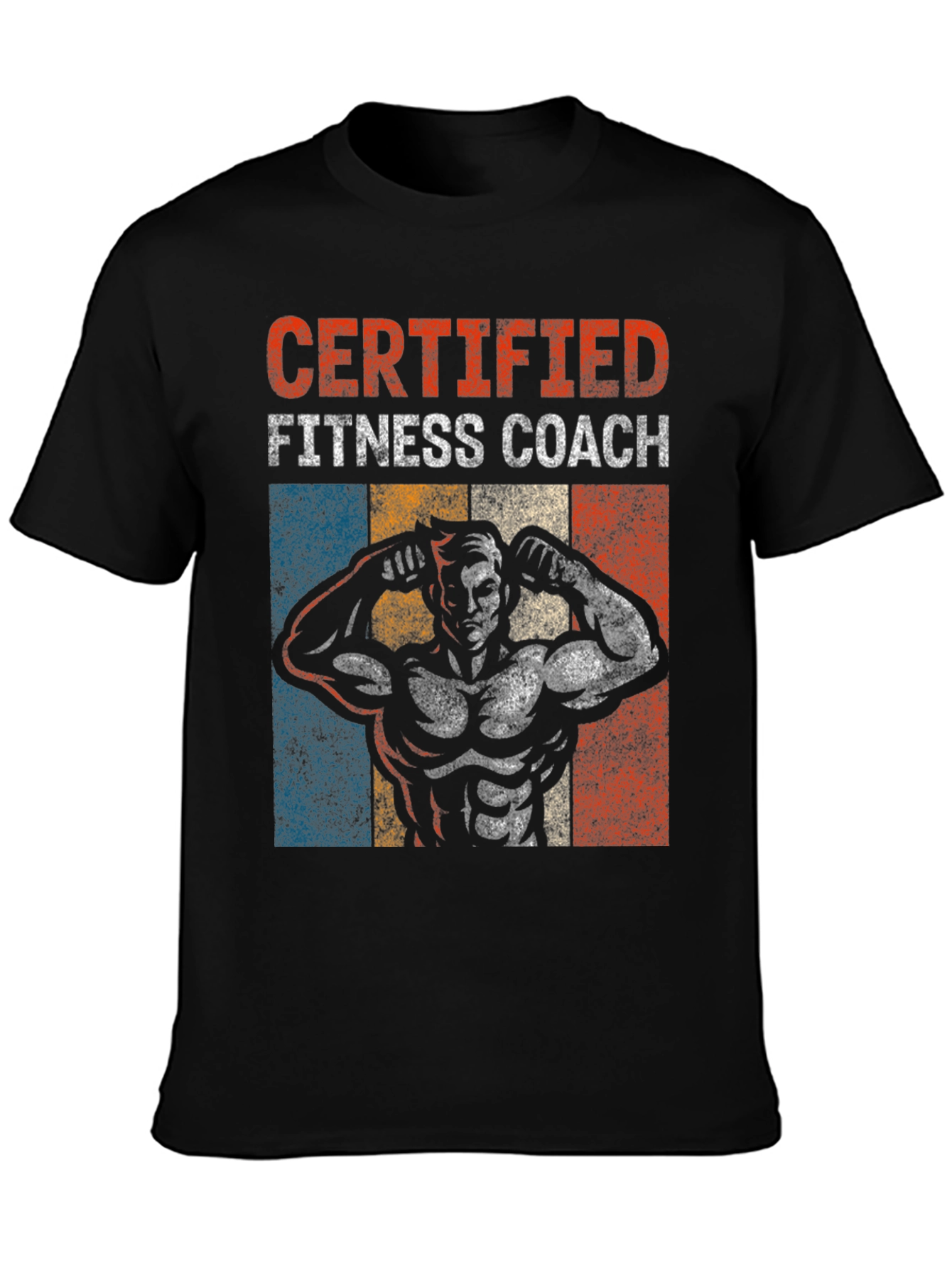 Black Certified Fitness Coach Graphic T-Shirt view 3