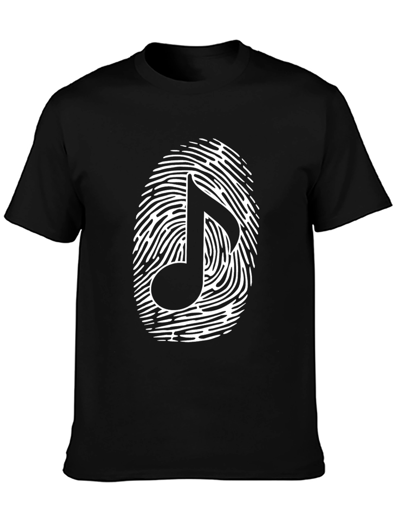 Black Musical Note Fingerprint Graphic T-Shirt - Black view 3