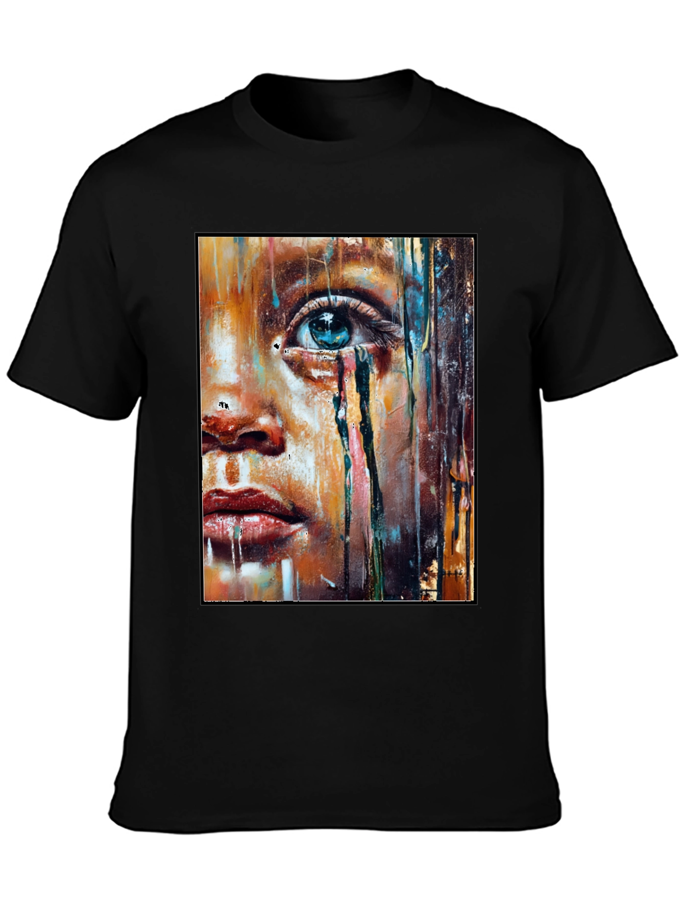 Black Artistic Portrait Graphic T-Shirt - Black view 3