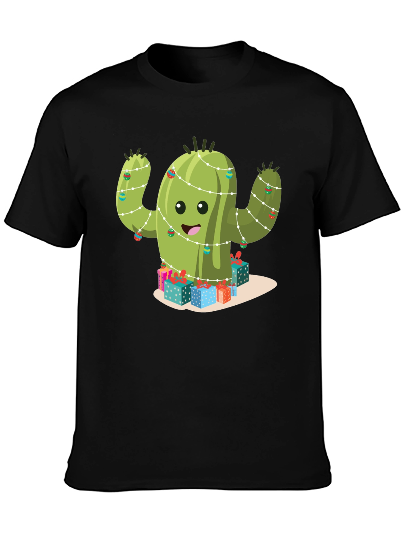 Black Festive Cactus Graphic Tee view 3