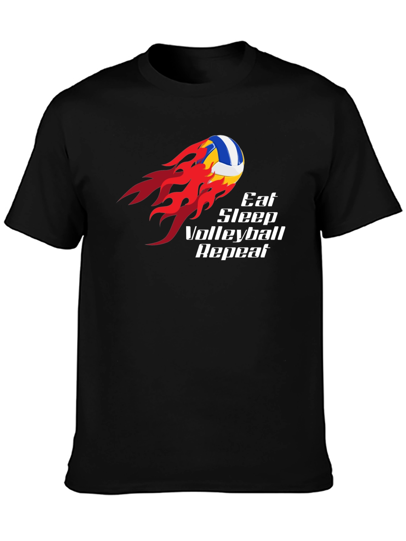 Black Eat Sleep Volleyball Repeat Black T-Shirt view 3