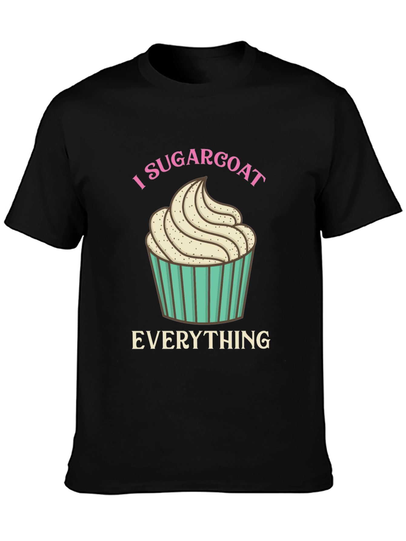 Black I Sugarcoat Everything Graphic Tee - Novelty Cupcake T-Shirt view 3