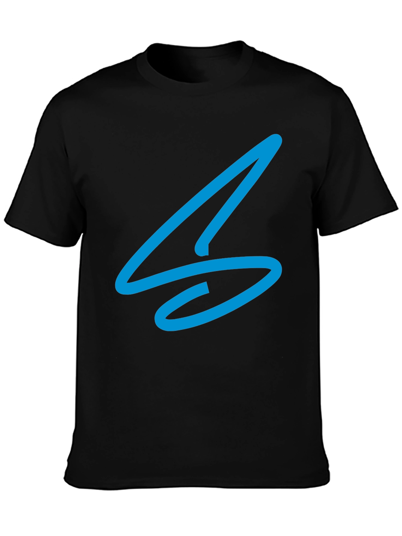 Black Modern Blue Graphic Tee - Men's Black T-Shirt view 3