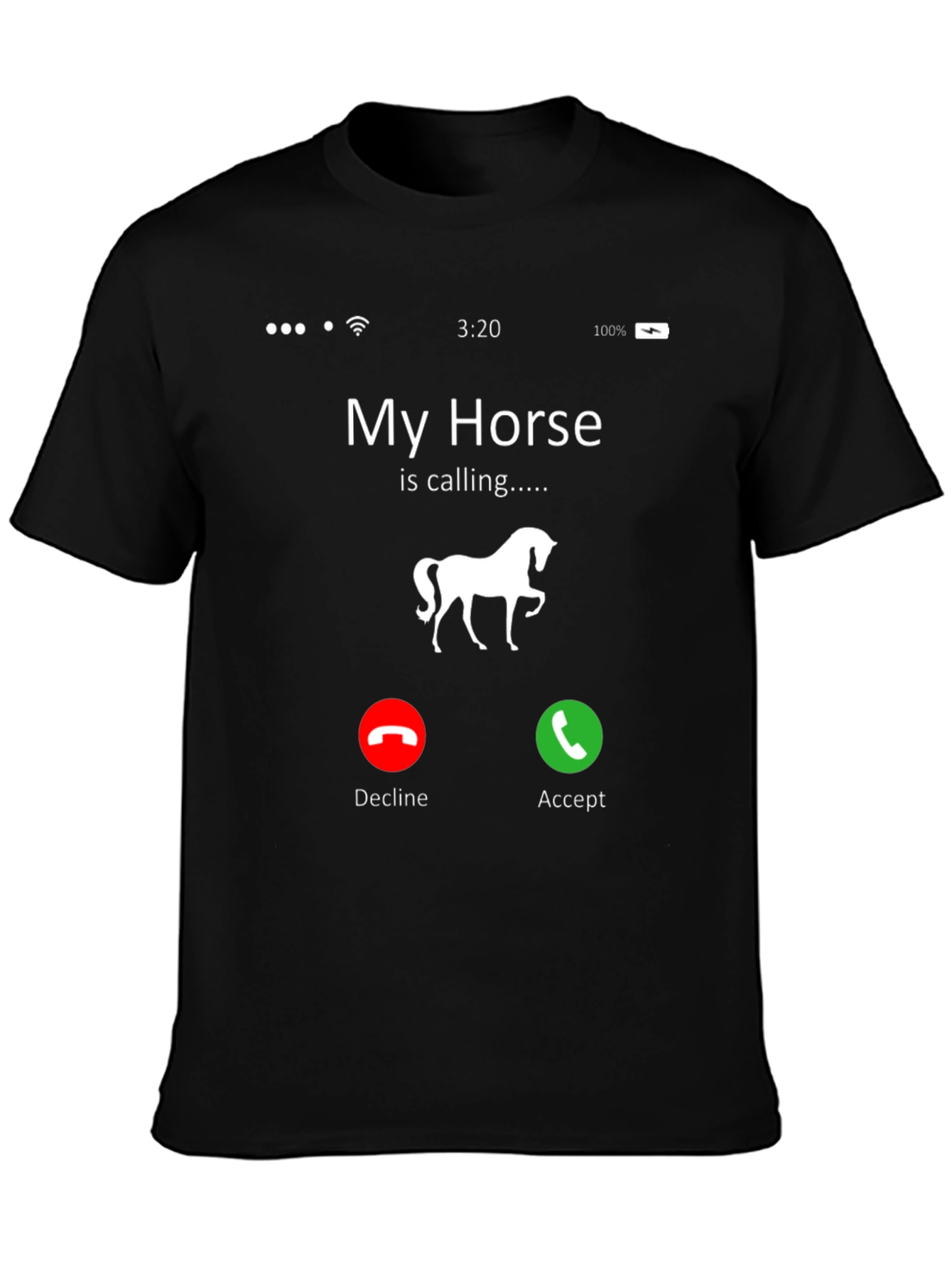 Black My Horse Is Calling Black Graphic Tee view 3