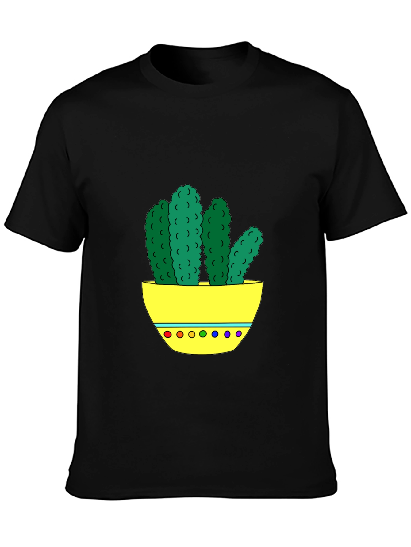 Black Cactus Graphic Tee - Unique Colorful Design view 3
