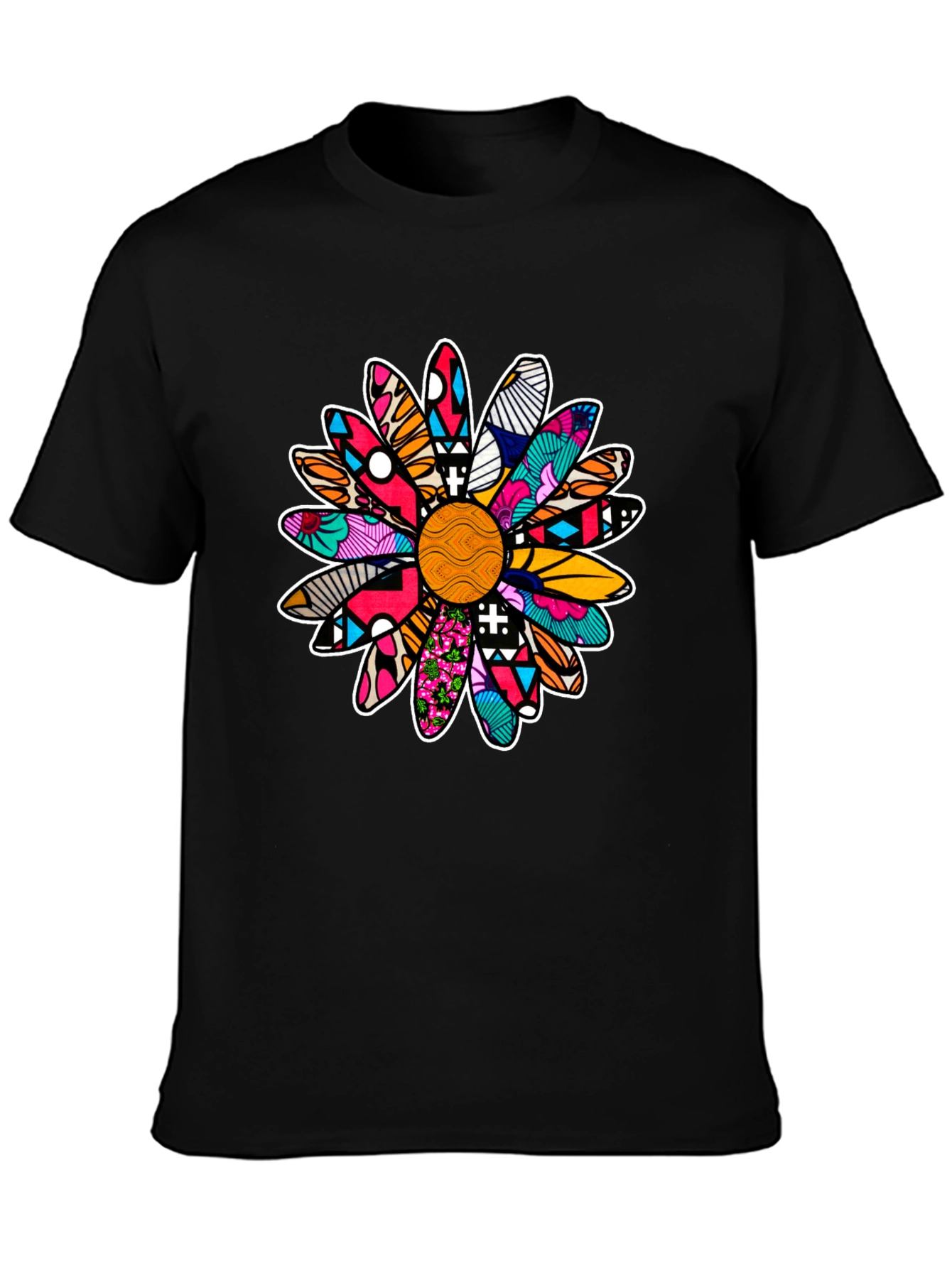 Black Vibrant Daisy Graphic T-Shirt - Bold Floral Design view 3