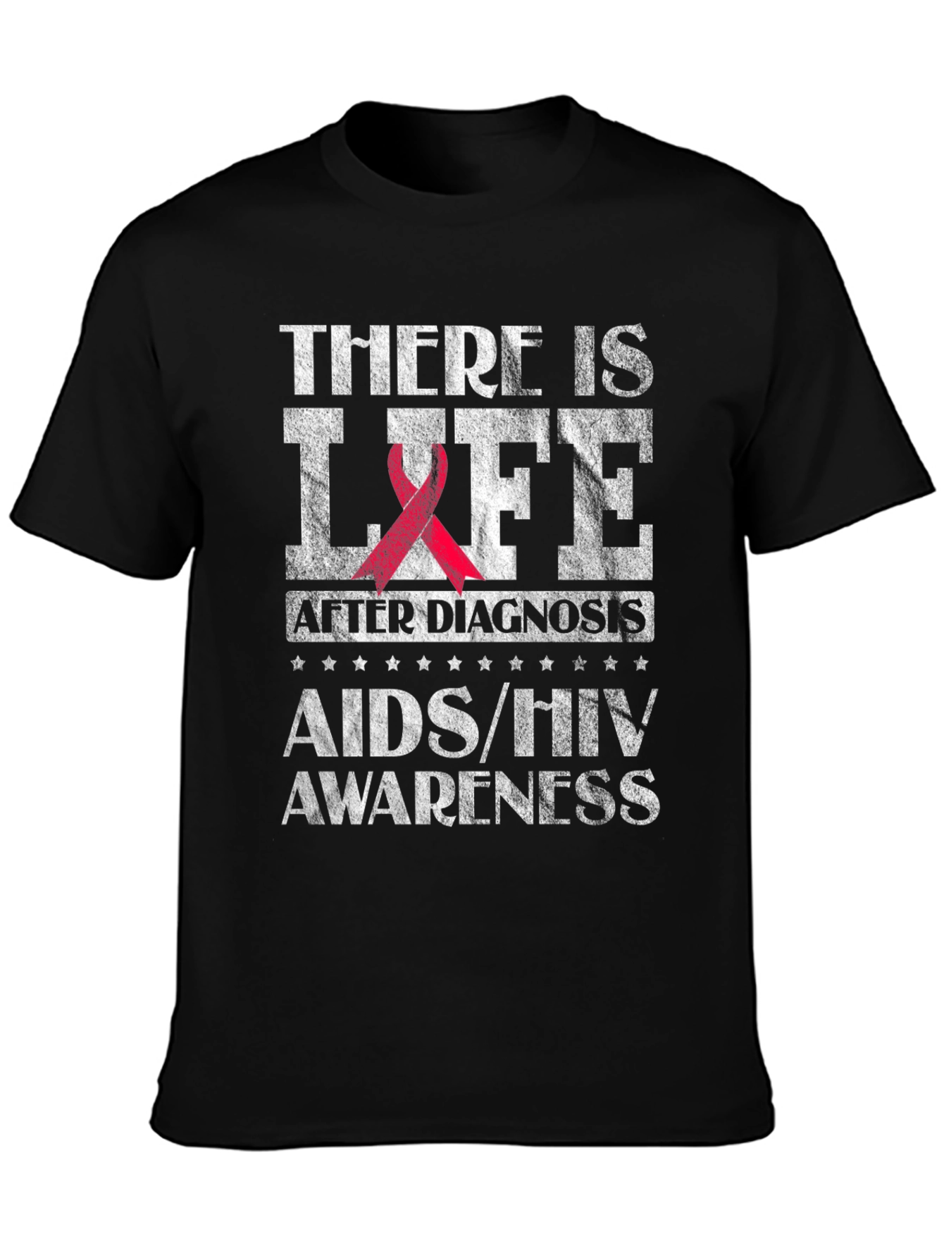 Black AIDS/HIV Awareness T-Shirt - There is Life view 3