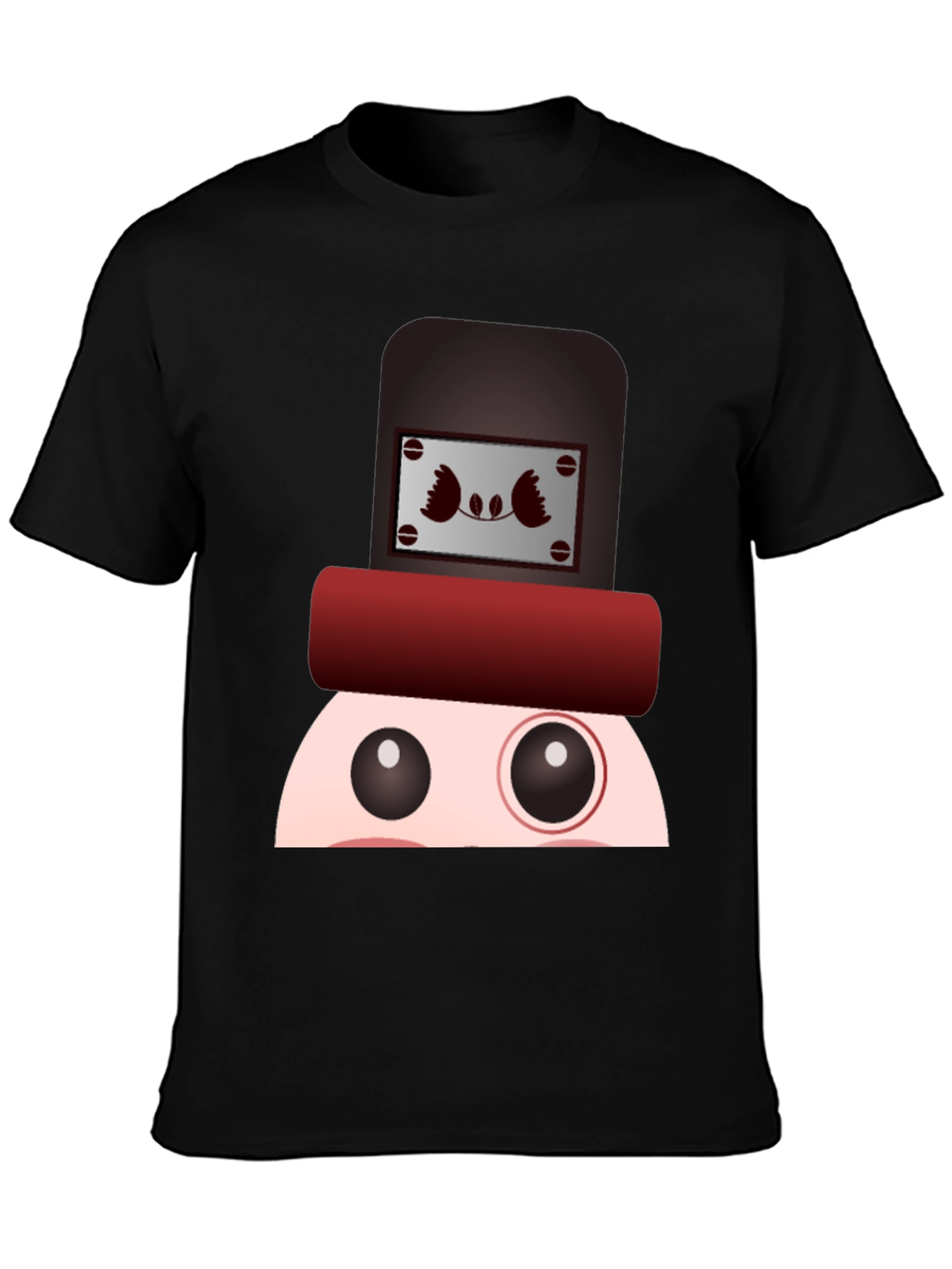 Black Funny Cartoon Character T-Shirt view 3
